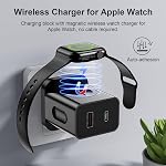 Chargeur pour Apple Watch PD 20W Bloc de Charge Rapide Magnétique Sans Fil avec Ports Doubles, Chargeur Murale Portable 3-en-1 Compatible avec Apple Watch, iPhone, Tablette, Noir