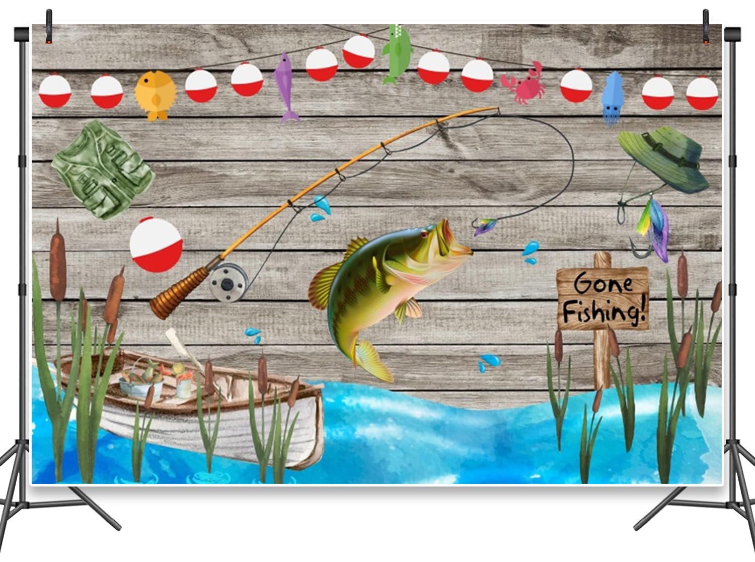 Fishing Theme Photography Backdrop 7x5ft Vinyl Party Decor Fishing ...