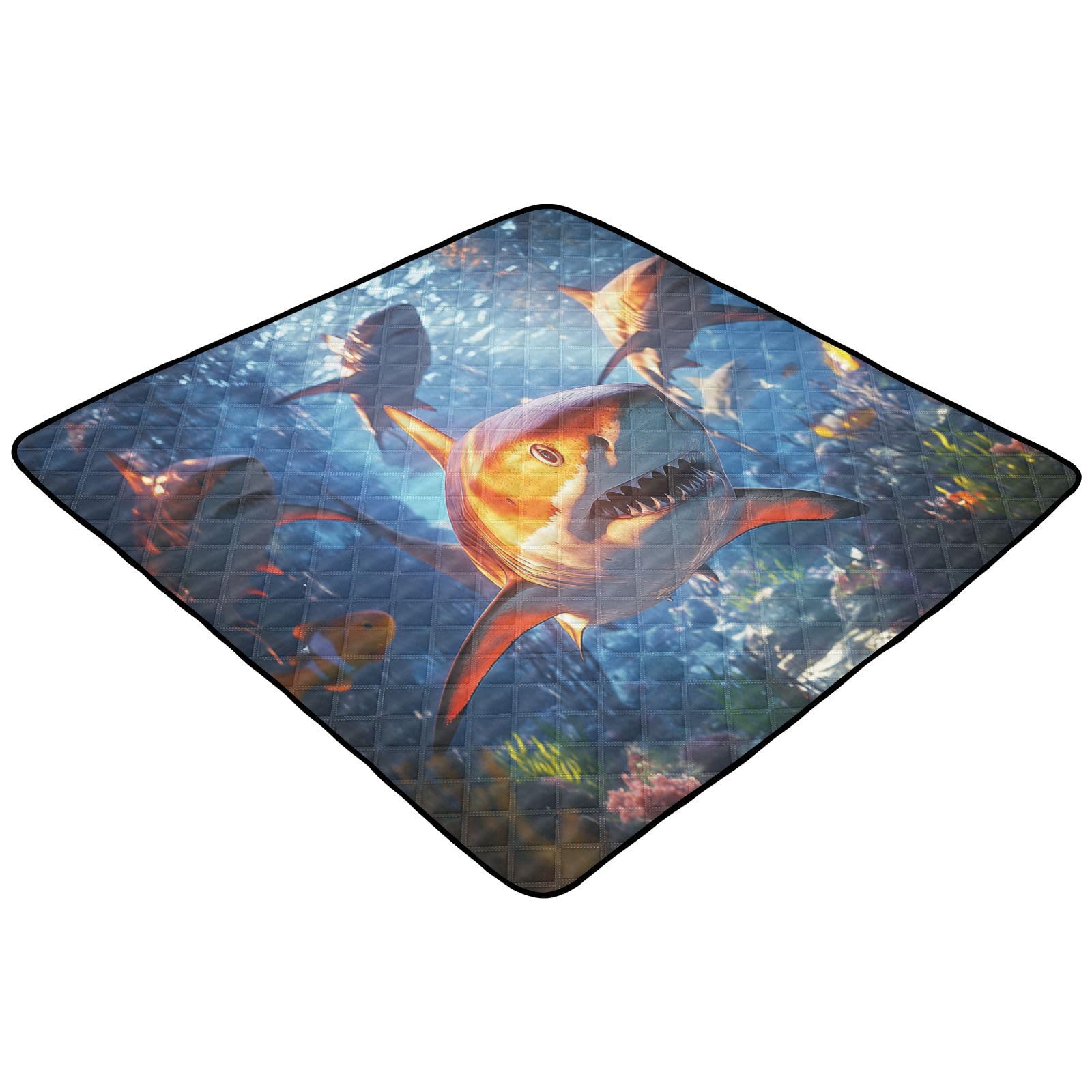 Kigai Cute Sharks Baby Play Mat for Floor and Playpen 50x50 inch Non-Slip Baby Activity Playmat Waterproof Foldable Crawling Mat for Infants Toddlers