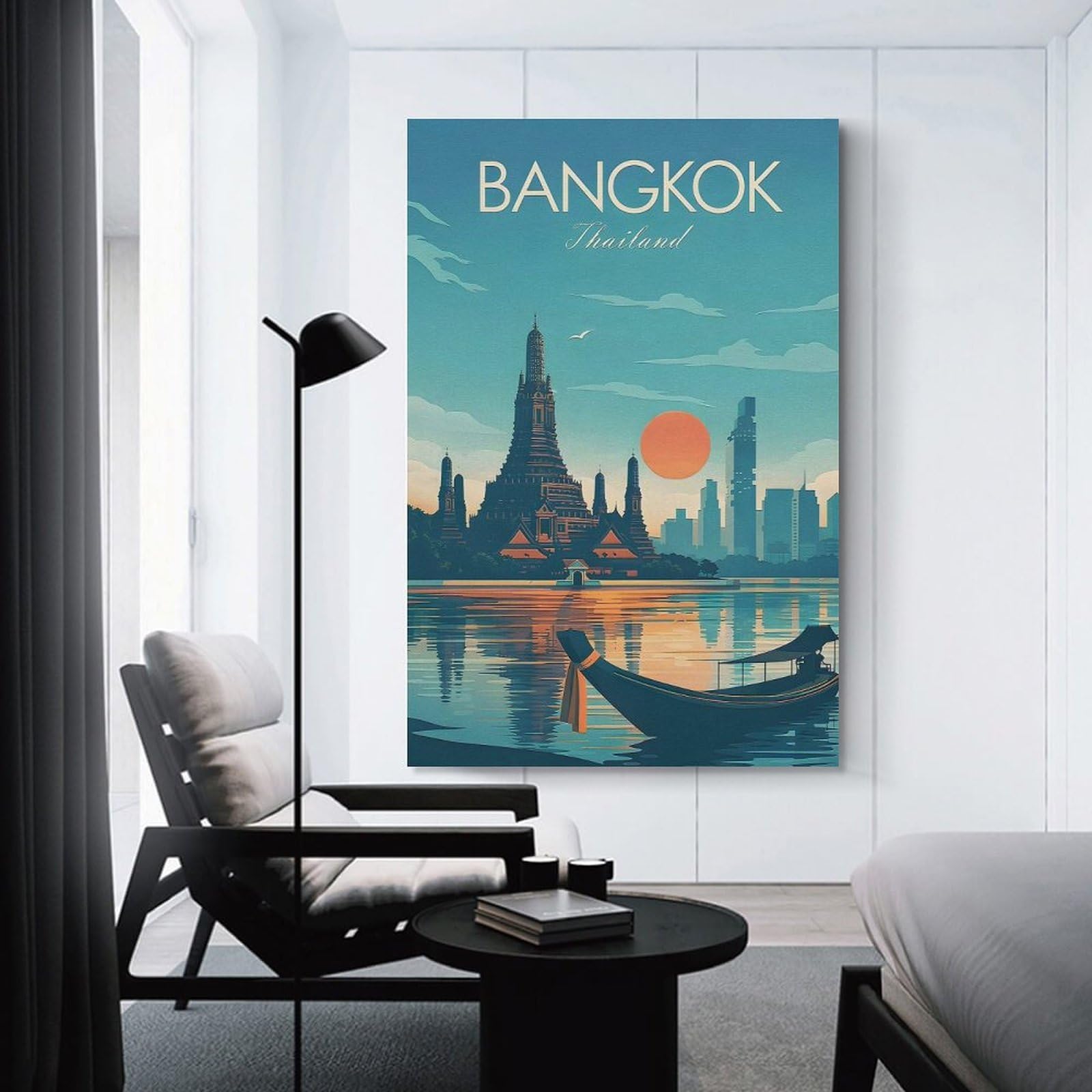 Junmoney Bangkok Travel (4) Canvas Wall Decor, 12x18inch(30x45cm), for New Homes, Bedrooms Or Workspaces, Gift Idea for Housewarming And Birthdays