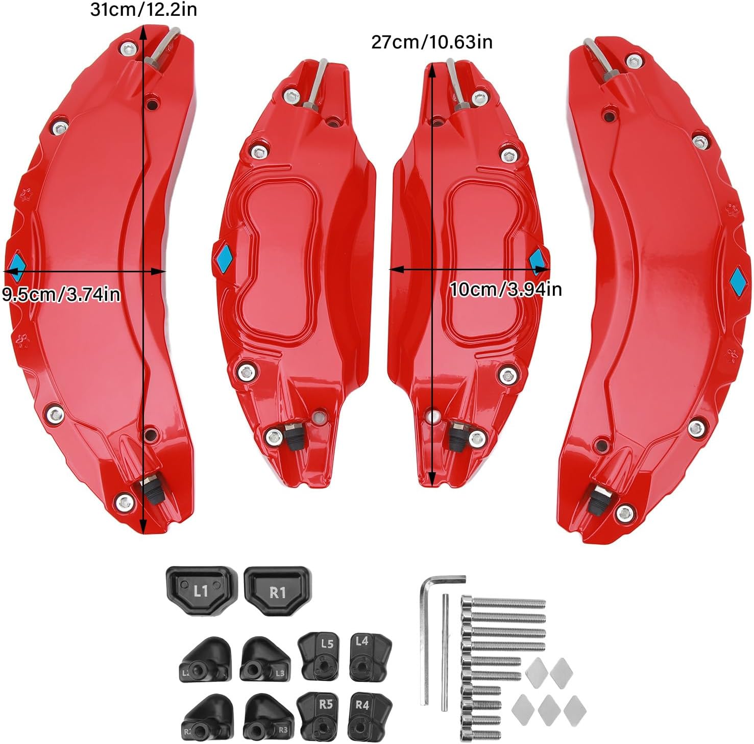 4PCS Car Caliper Cover Aluminium Alloy Disc Brake Caliper Guard Replacement for 18in 19 in Wheels Hub Green Handle for Dr Combo Handle for Dr Combo 6 8 3316882900 Refrigerator (Red)