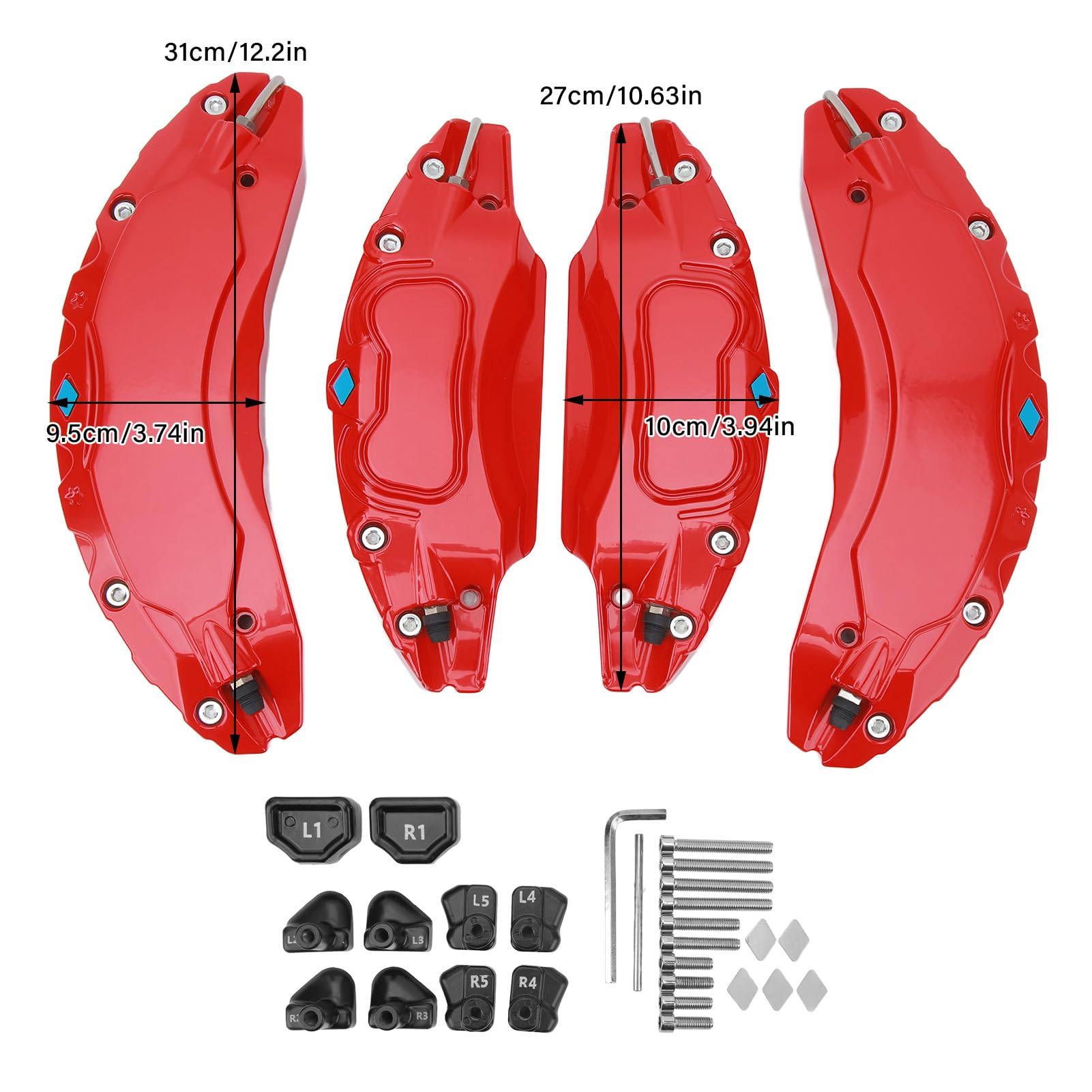 Generic Copertura Pinza Auto Protezione Freno a Disco in Lega di Alluminio Adatta per Ruota da 18 Pollici e 19 Pollici, Elegante Copertura Pinza Freno per Appassionati di Auto, Confezione da 4,