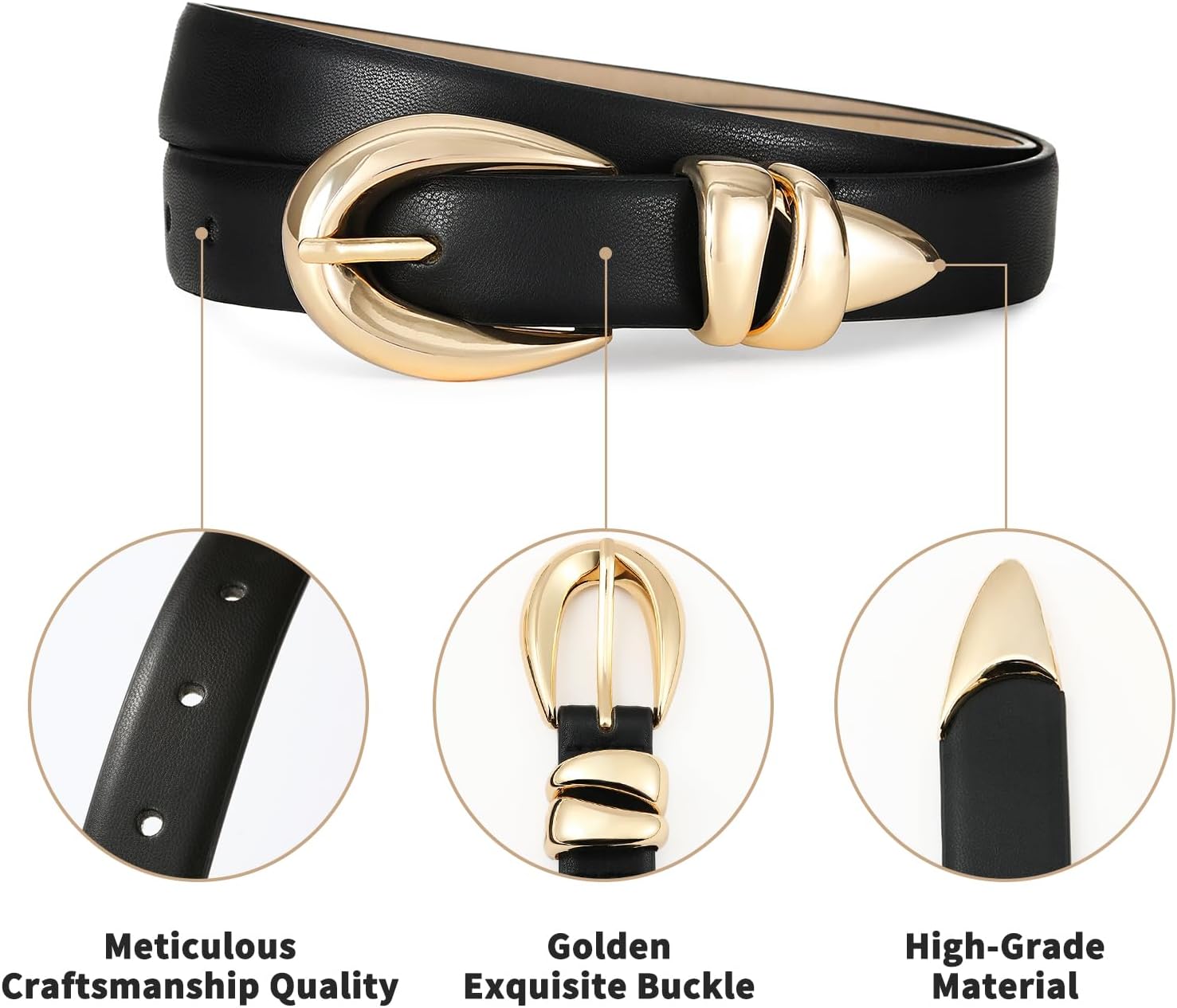 AI DEEBLUE Fashion Waist Belt with Gold Buckle Women's Belts for Jeans Stylish Leather Belts for Women - Image 4