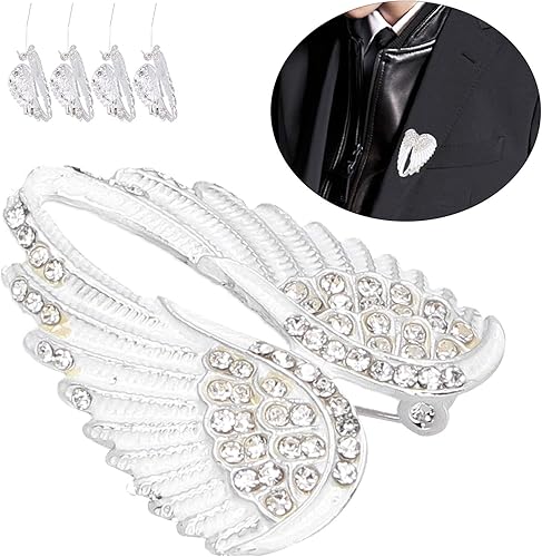 Miniatura 3 de Alas de ángel de cristal, broches, colgantes, accesorios de joyería, 4 piezas, alas de ángel, broches, accesorios de bricolaje, Aleación de
