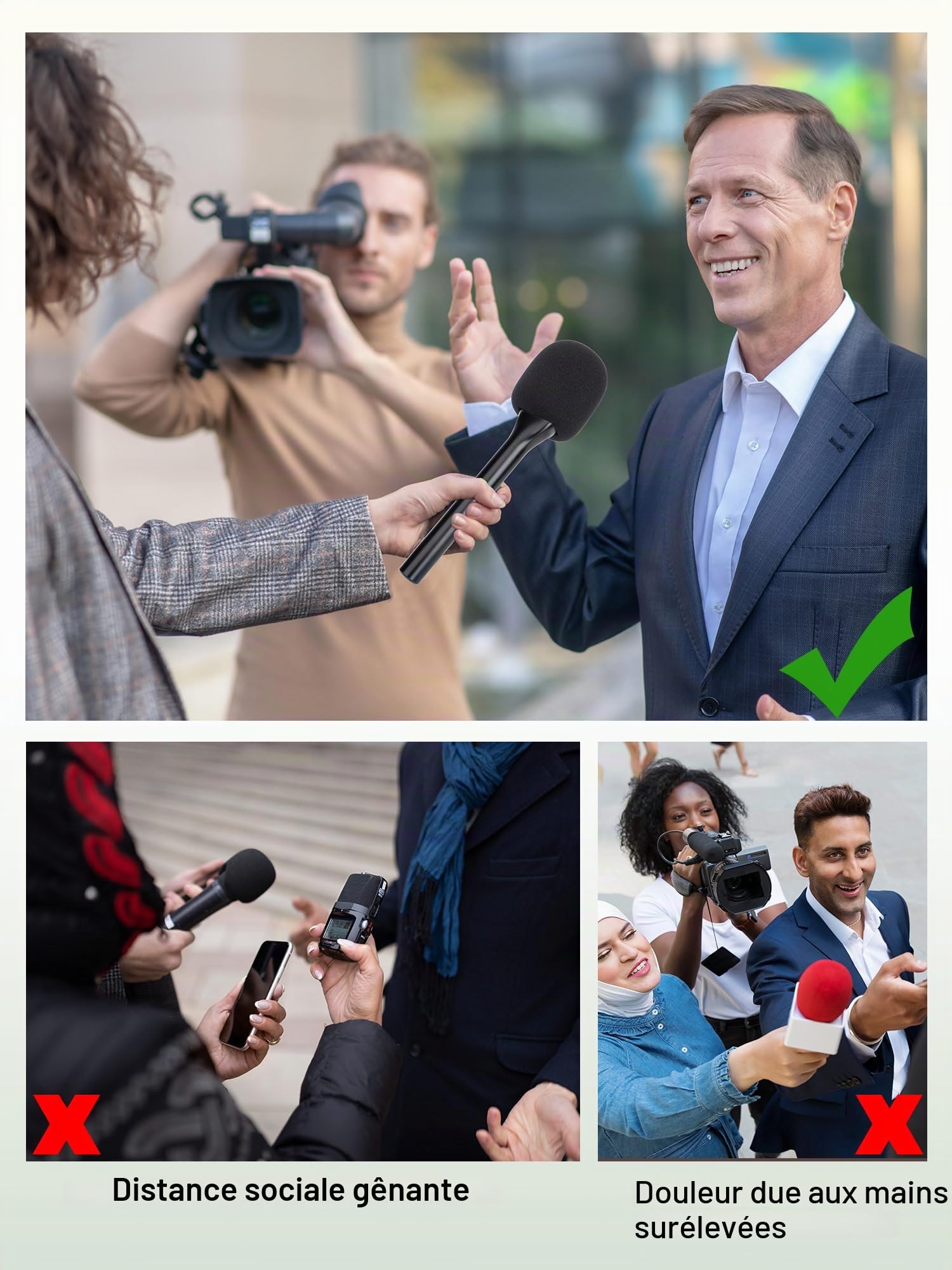 SUNMON Support de Microphone sans Fil pour DJI Mic, Poignée de Perche Interview Portable