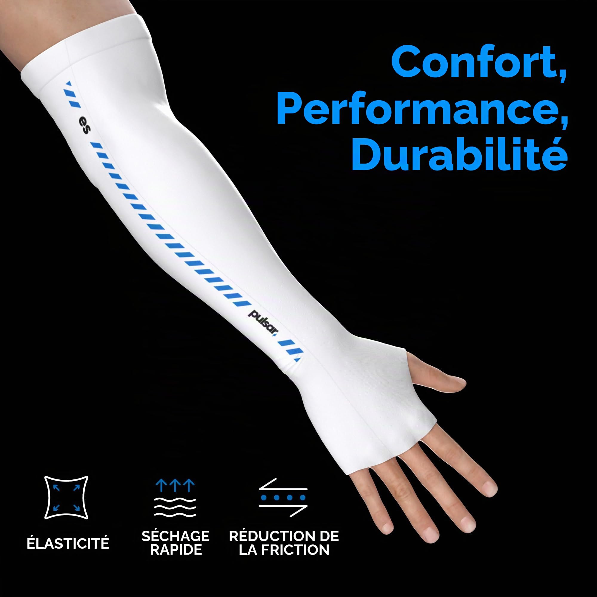 Pulsar Gaming Gears eS Armsleeve Une bande haute résistance pour une meilleure mise au point, réduit la fatigue (paume longue, blanc, L)
