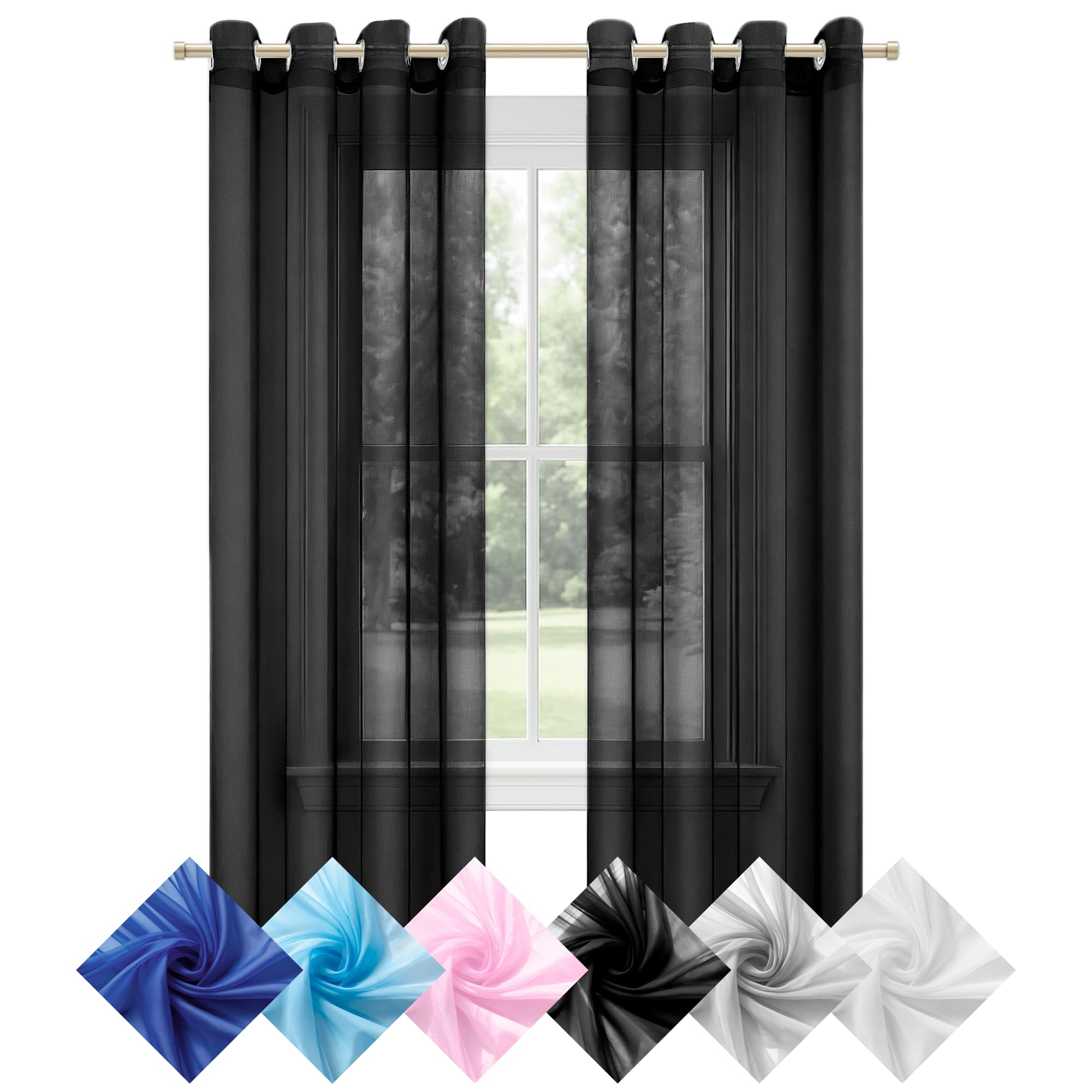 Voilage fenetre transparent noir pour sublimer la lumière d'une baie vitrée