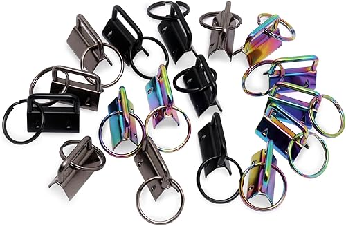 Miniatura 9 de Accesorios para llavero, 40 piezas de accesorios de llavero de 1 pulgada con anillo dividido para llavero de pulsera, cordón para llaves, kit de