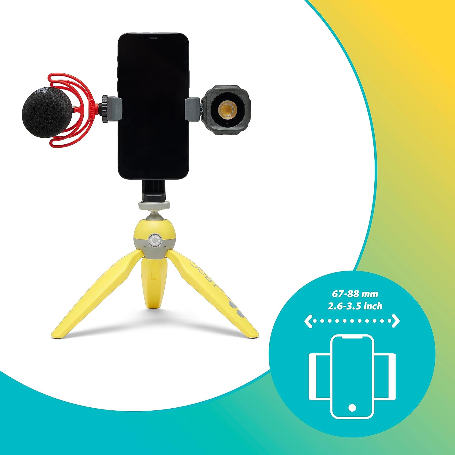 Joby HandyPod 2 Kit, Table Top Tripod with GripTight 360 Phone Mount and Pin Joint Mount, Phone Tripod for Smartphones, Action Cam and Mirrorless Cameras or Devices up to 1.0Kg (2.2lbs), Yellow