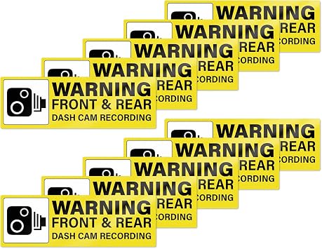 10 Pack Warning Front Rear Dash Cam Recording Sticker 6 2 Inches Vinyl Removable Waterproof Self Adhesive Car Decal for Vehicle Window Outside