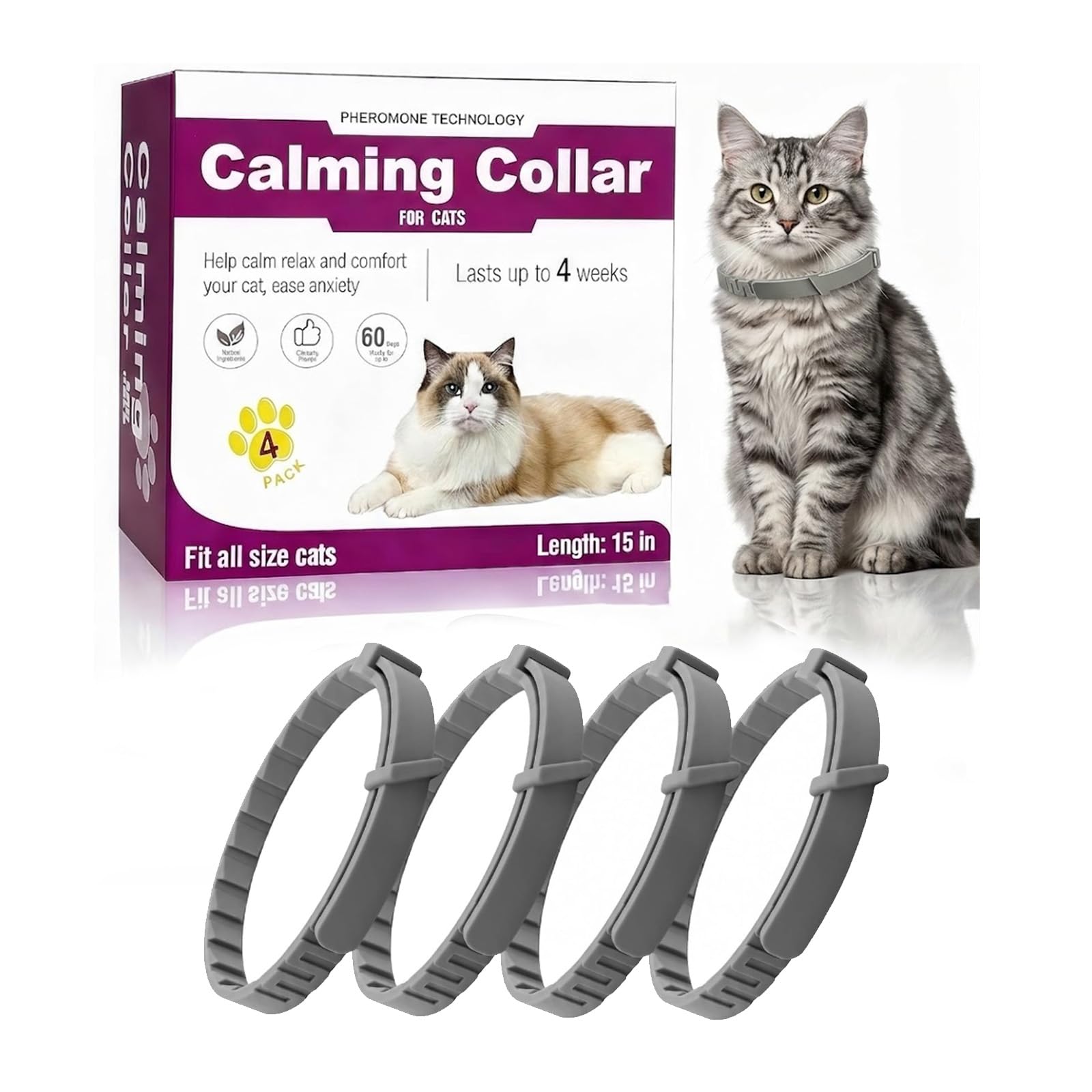 Collares de feromonas para gatos JahyShow de interior collar calmante ajustable 4 pack 8