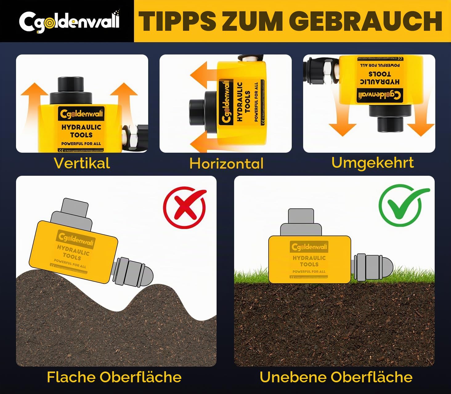CGOLDENWALL Hydraulikzylinder 20T Professioneller Zweiteiliger, Ultradünner Leicht, Gesamthub 30mm für Gebäude und Brücken (DFPY-20T)
