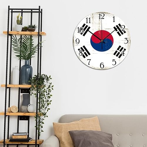 Miniatura 5 de Reloj de pared colgante de Corea del Sur, bandera de Corea del Sur, de PVC, para decoración del hogar, relojes de pared patrióticos con bandera