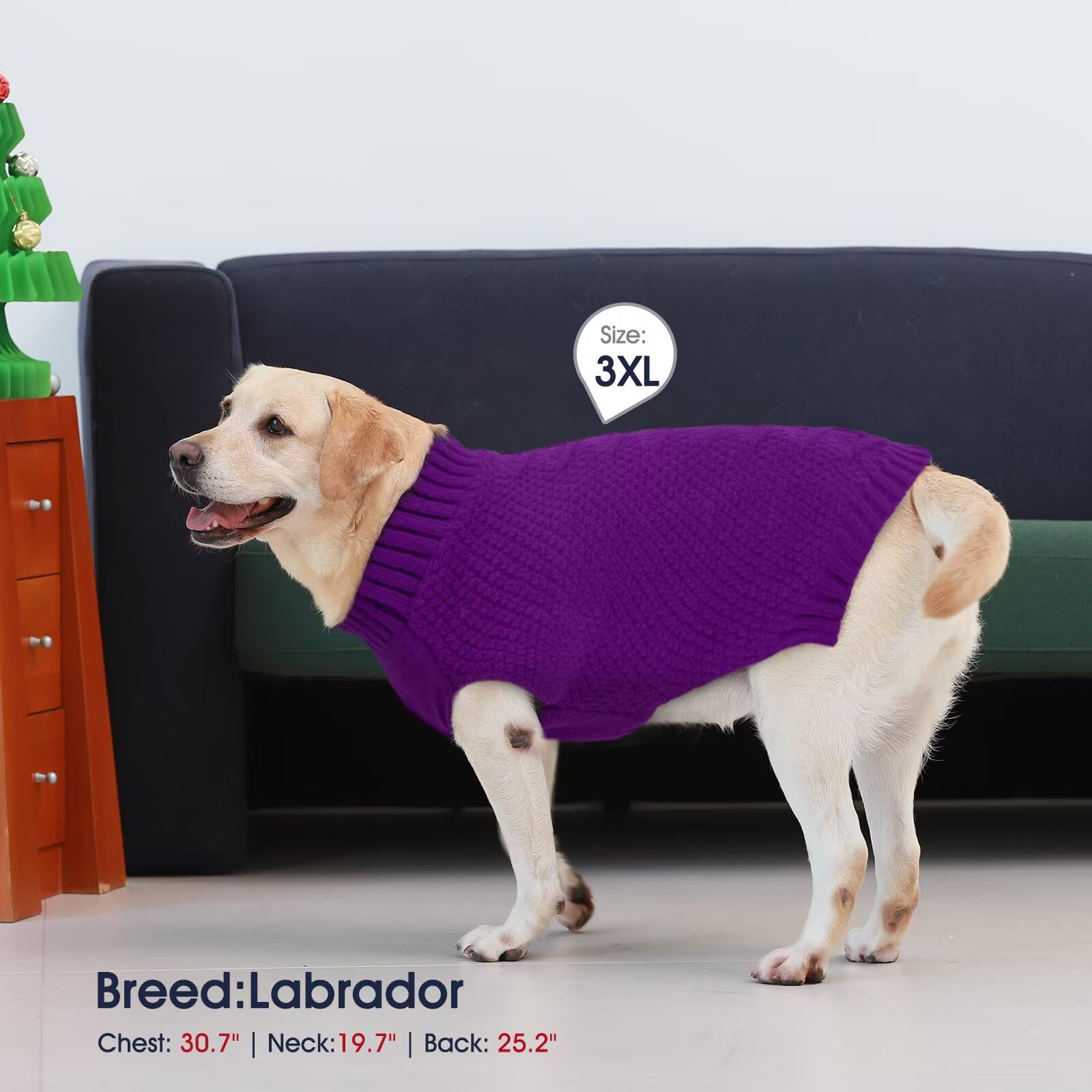 IECOii Maglione extra large per cani, XXXL maglione per cani di taglia grande per ragazze e ragazzi, abbigliamento natalizio per cani, abbigliamento per vacanze per cani, maglione caldo per animali