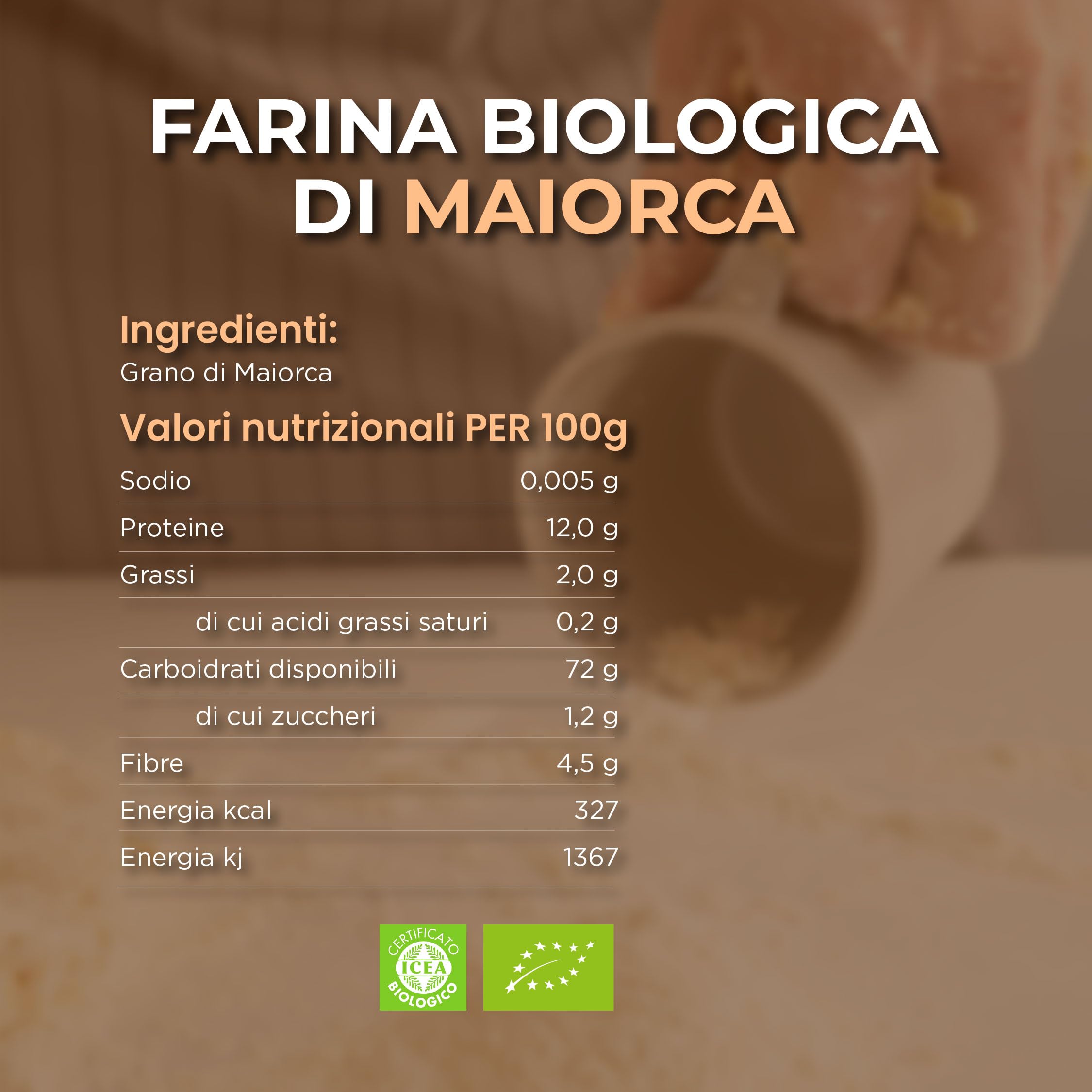 RACILIA Harina de Trigo Tierno Ecológica Maiorca - Grano Antiguo 100% Siciliano y Ecológico - Rico en Fibras y Proteínas - 1kg x 5