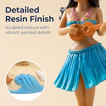 Blue Solar Powered Dancing Figures Decoration - Solar Shaking Head Ornaments Hula Girl - Solar Powered Car Dashboard Interior Decoration Desktop Dancing Ornament, Car Interior Shaking Head Ornament