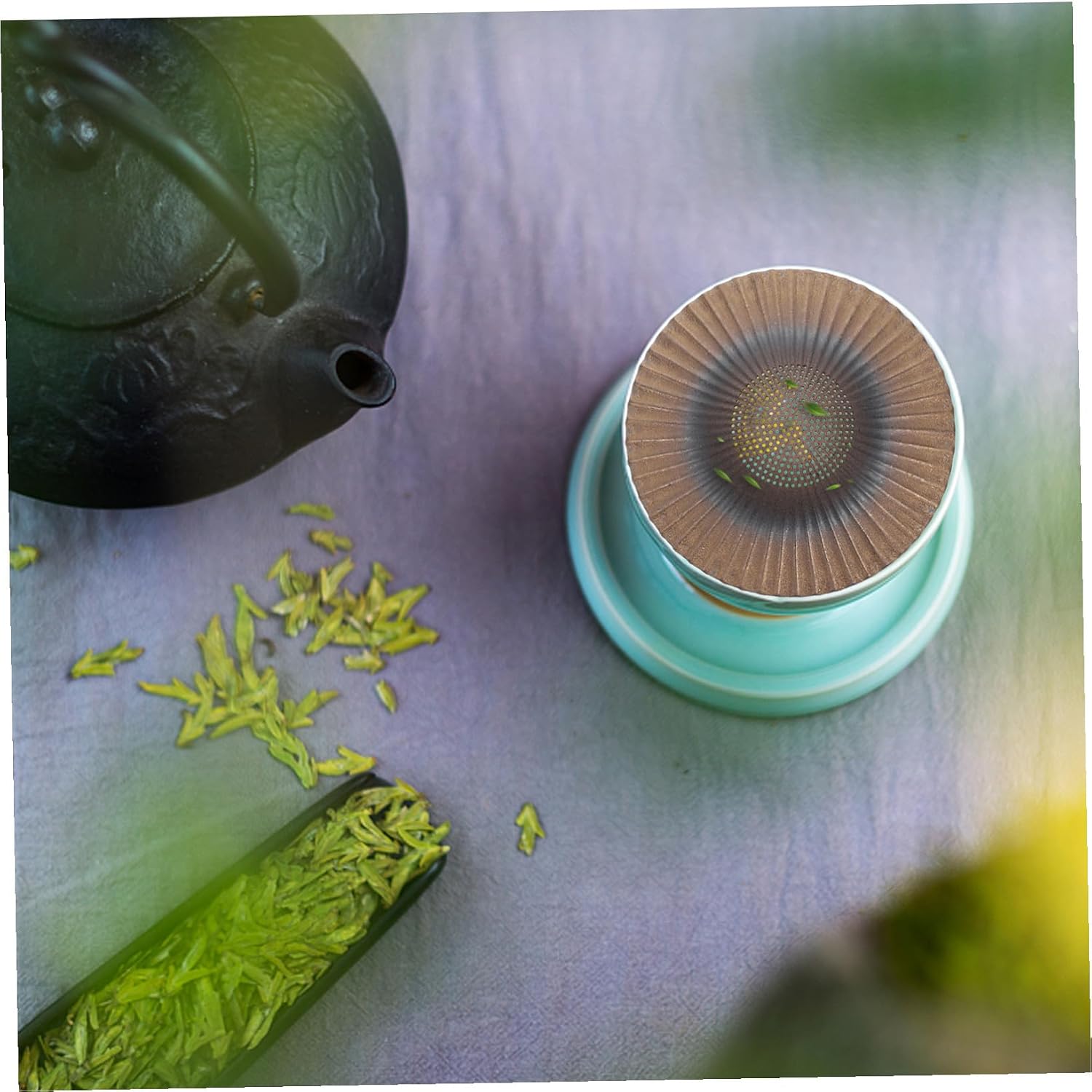 Hemoton Retro Ceramic Tea Strainer Porcelain Tea Filter with Flat Stable Bottom for Loose Leaf Home and Room Use