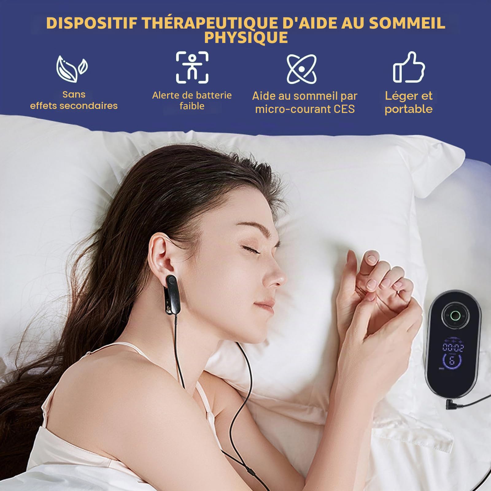 LIROPAU Appareil d'aide au sommeil, appareil d'aide au sommeil pour insomnie, aide au sommeil portable pour adultes souffrant d'anxiété, de migraine et de vertiges, améliore le sommeil profond