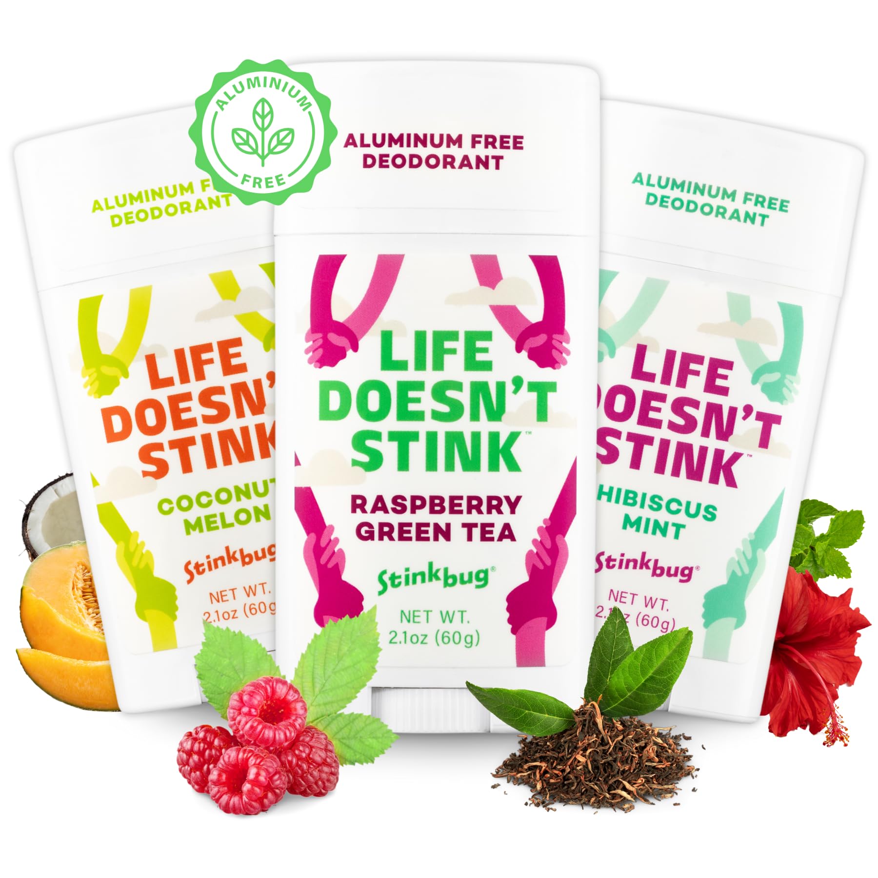 Stinkbug Natural Organic Aluminum-Free Deodorant With Coconut Oil, Summer Variety Scents 3 Pack
