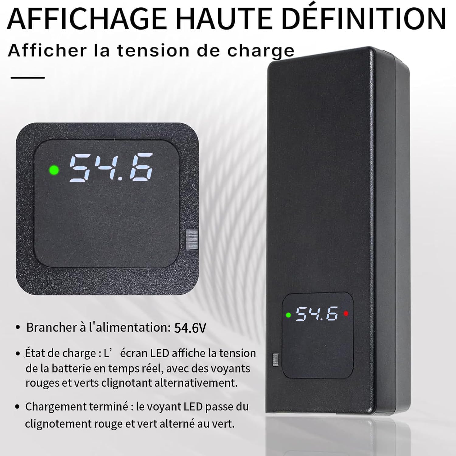 Chargeur de Batterie 54,6V 2A avec Écran Numérique, Alimentation Rapide Compatible avec Trottinette Électrique Xiaomi 4 Pro Plus / 4 Pro Max / 5 Max, Adaptateur Sécurisé