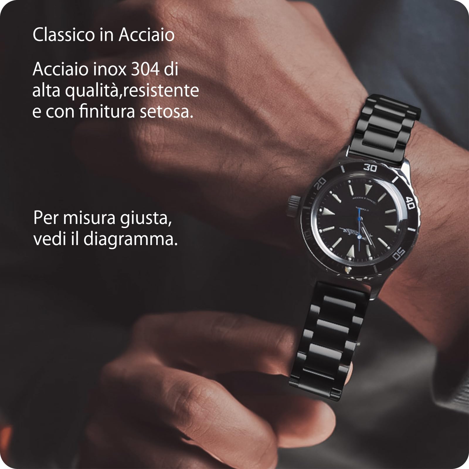 Fullmosa Cinturino 22mm 20mm 18mm Orologio in Acciaio Inossidabile a Sgancio Rapido per Uomo Donne, Cinturini 22mm Metallo di Ricambio per Smartwatch Compatible con Samsung Galaxy Watch/Garmin, Nero