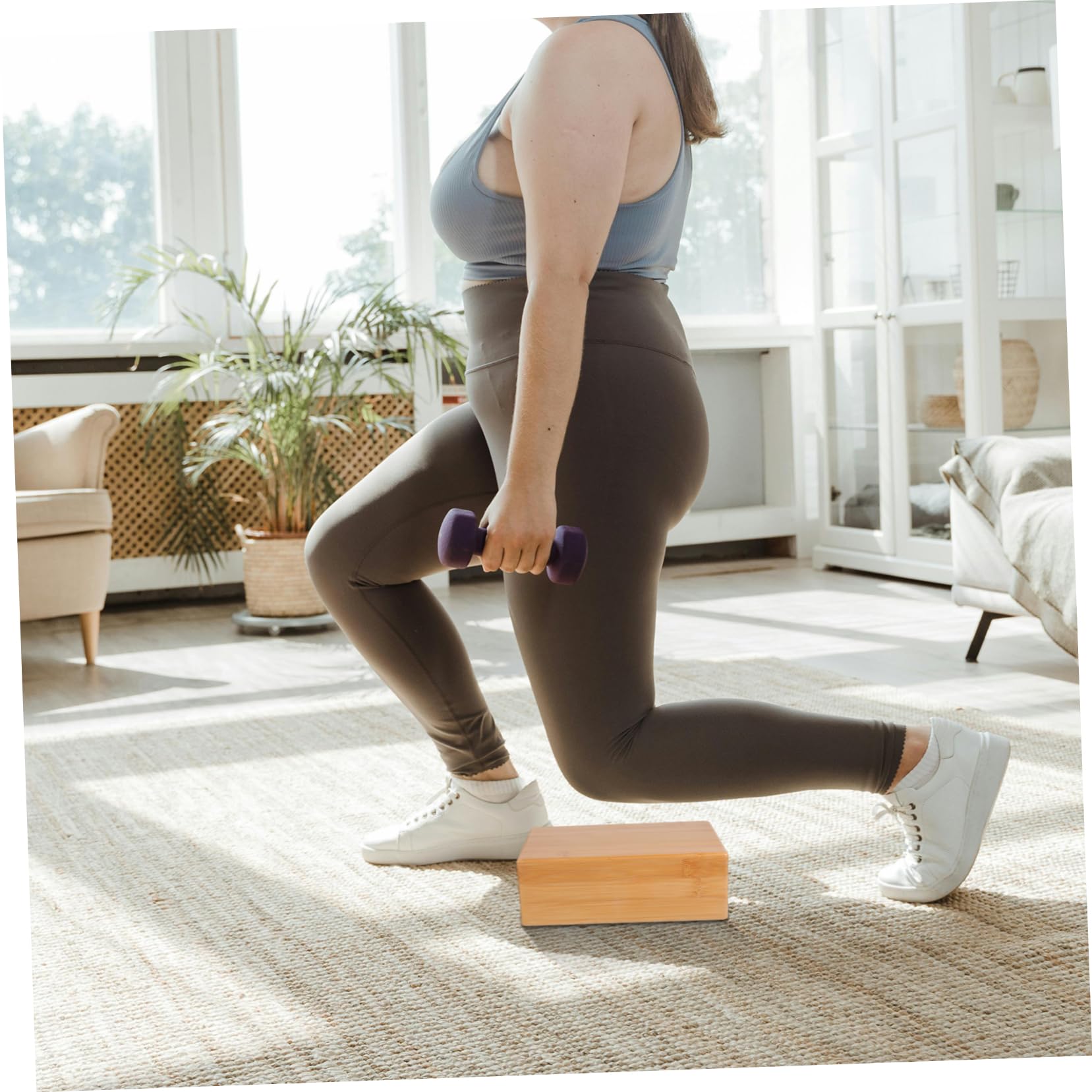 WOONEKY Bloque de Yoga y Superficie Lisa de Bambú Natural para Entrenamiento Seguro Adecuado para Ejercicio de Yoga y Fitness en Casa