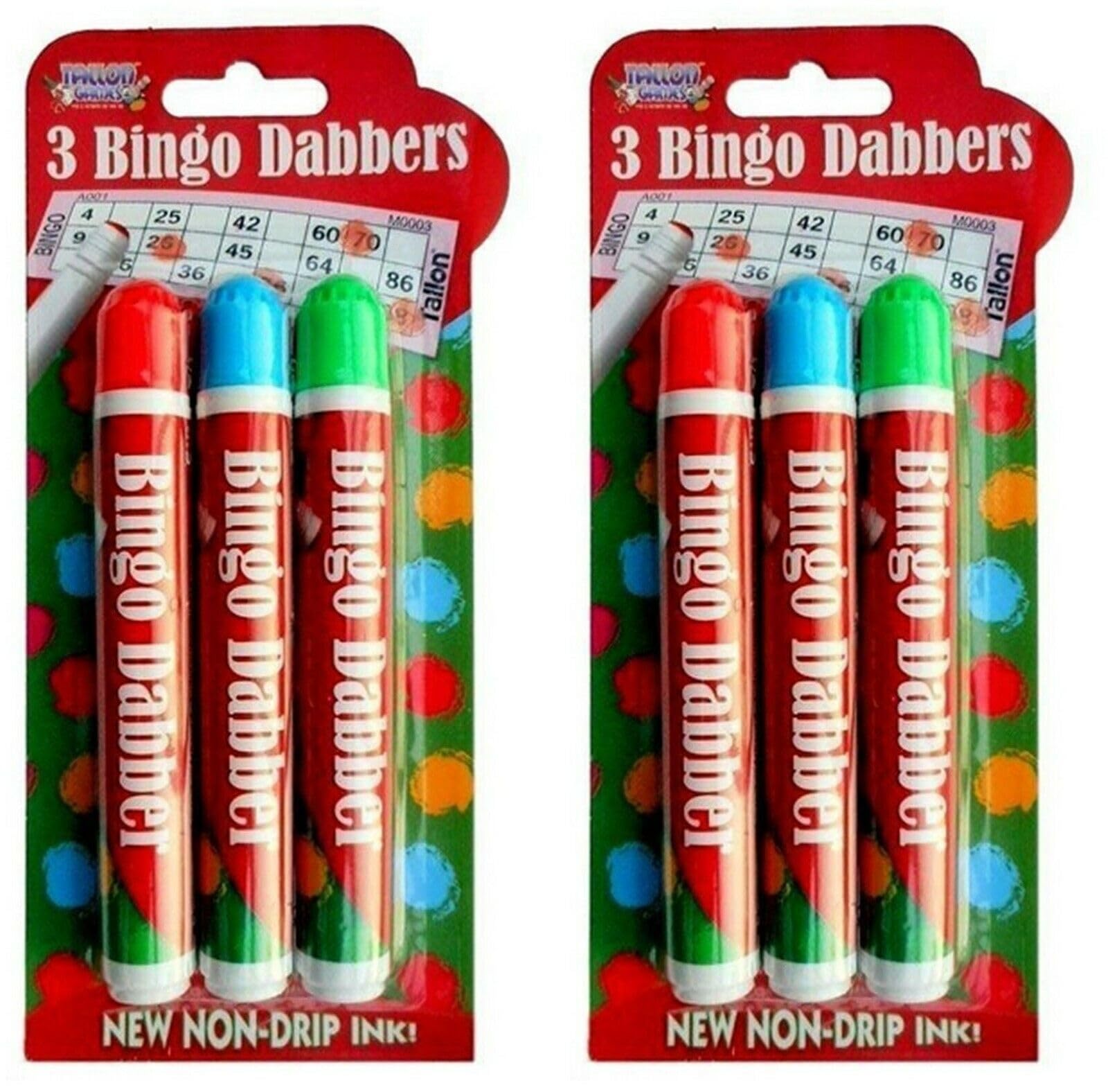 A&D LARGE NON-DRIP BINGO DABBERS Ticket Felt Coloured Red/Blue/Green Markers Pens (6x Bingo Marker)