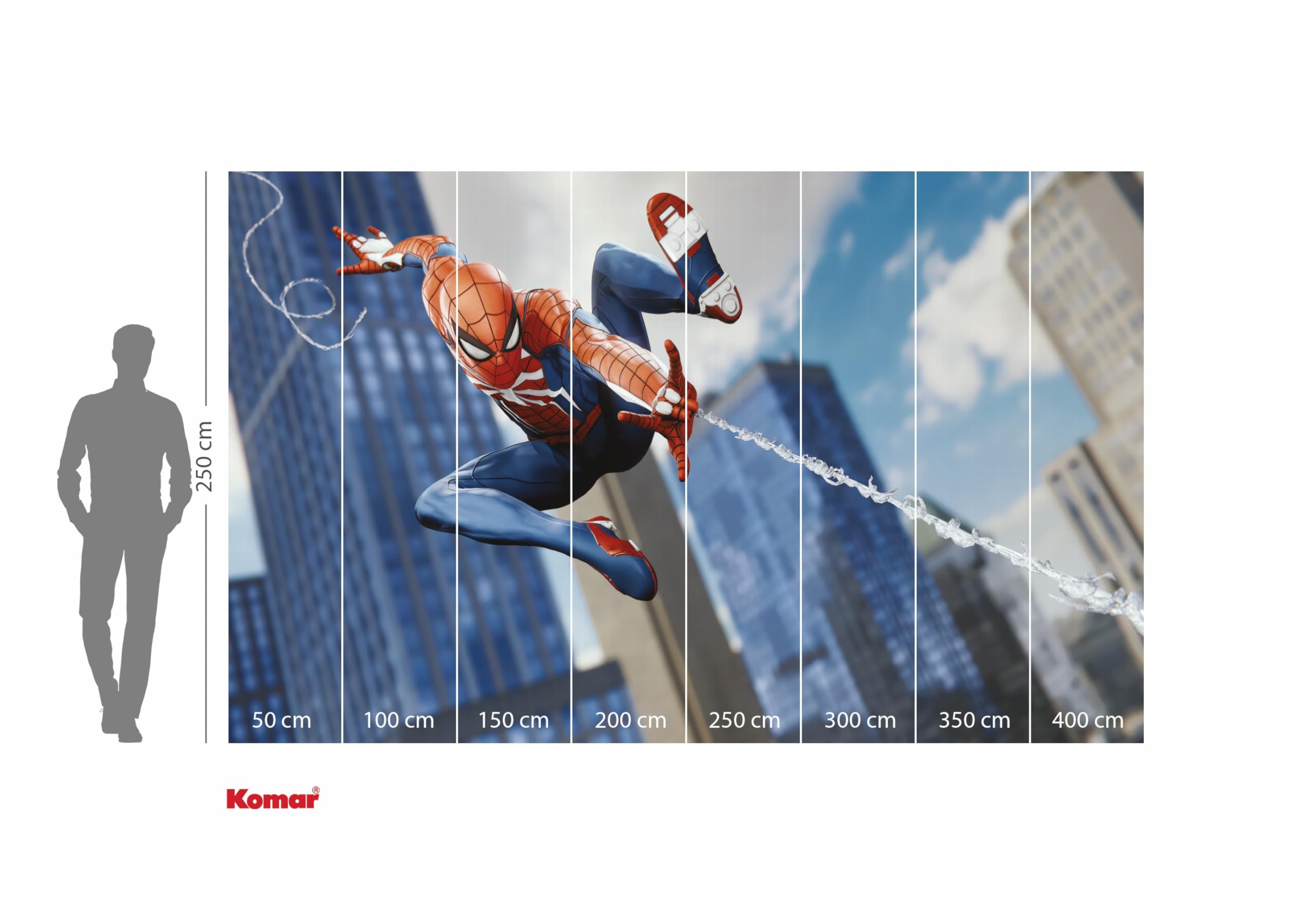 Komar Vlies Fototapete - Marvel Spider-Man Attack! - Größe 400 x 250 cm - Kinderzimmer, Kindertapete, Tapete