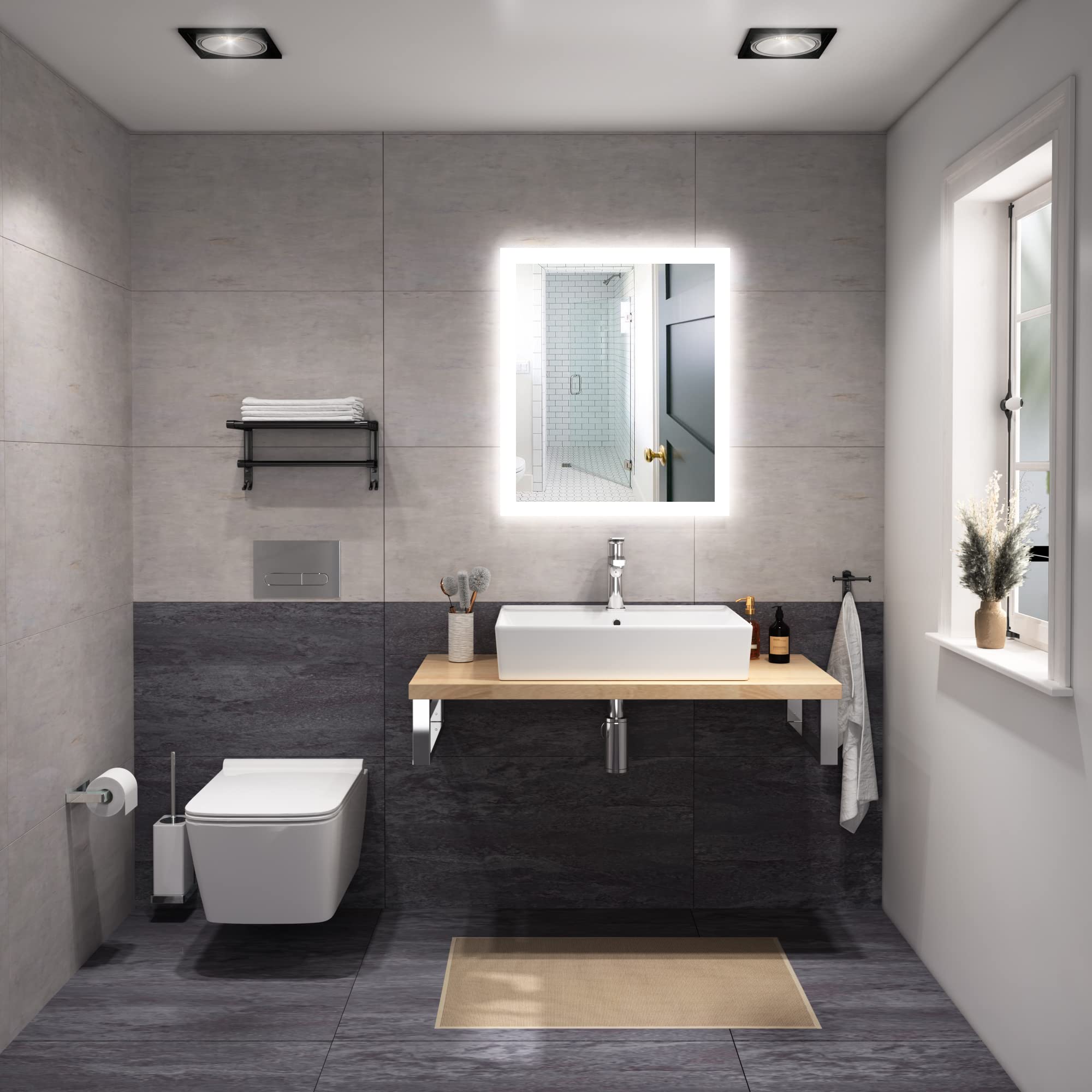 Aqua Bagno | Modernes Waschbecken aus Keramik hängender Waschtisch Aufsatzwaschbecken Handwaschbecken | 55 cm breit