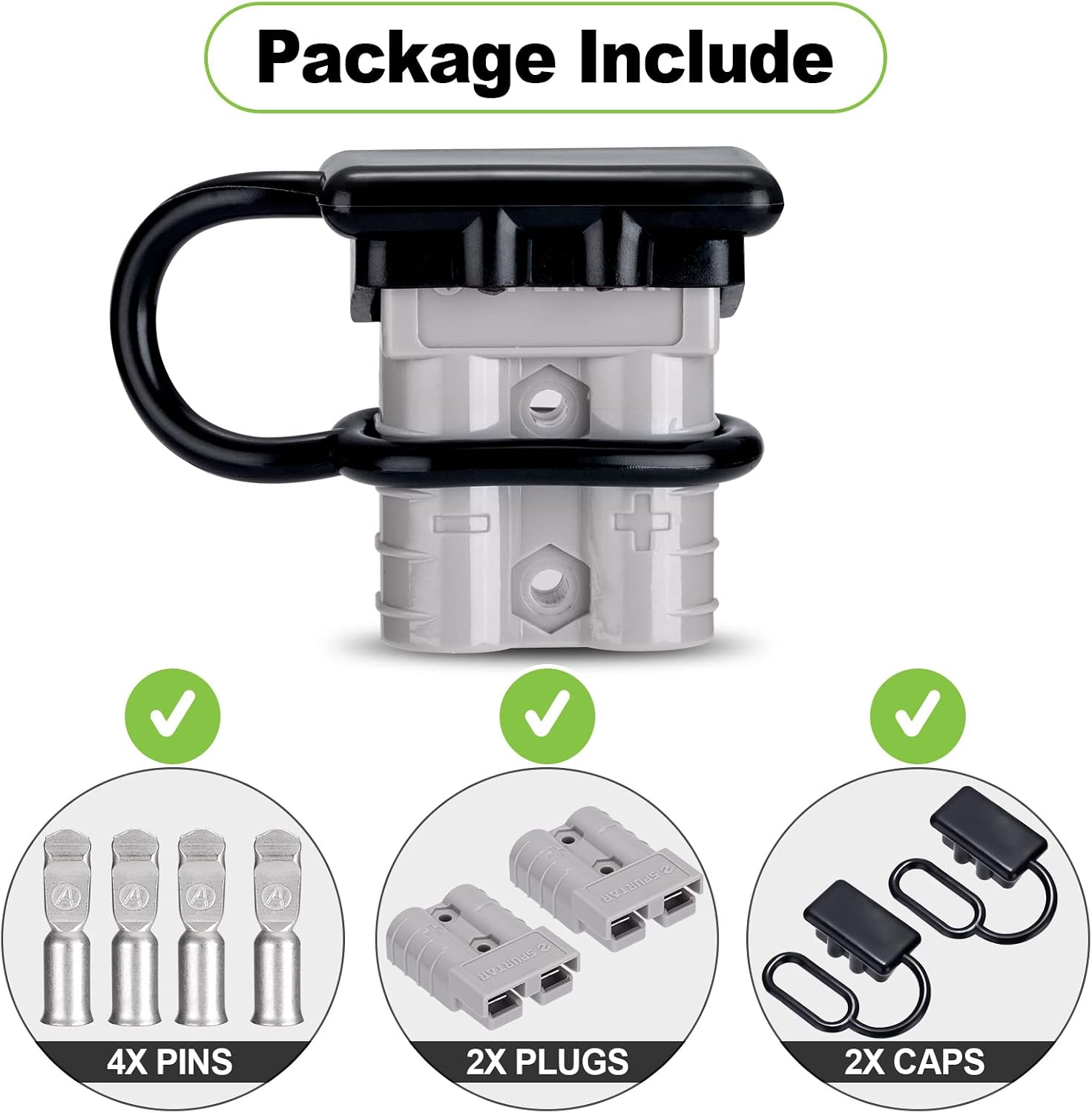Spurtar 50A 6-12 AWG Battery Quick Connect/Disconnect (2 Pack) Wire Harness Plug Connector Recovery Winch Trailer / 12-36V Battery Terminal Connectors/Quick Disconnect Wire Connectors – Gray