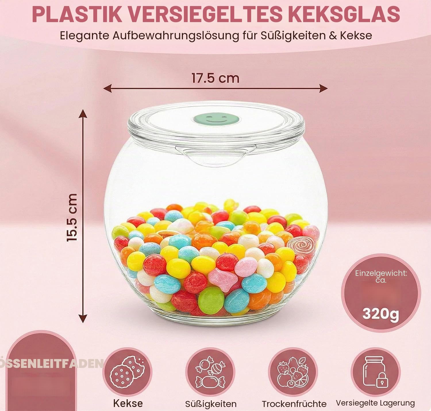 Keksdose mit Deckel,Candy bar zubehör,Süßigkeiten glas,Bonbonglas,PET transparent,Vorratsdose für Kekse, Süßigkeiten,Snacks und Candy Bar Zubehör,2 Stück,2,2 Liter