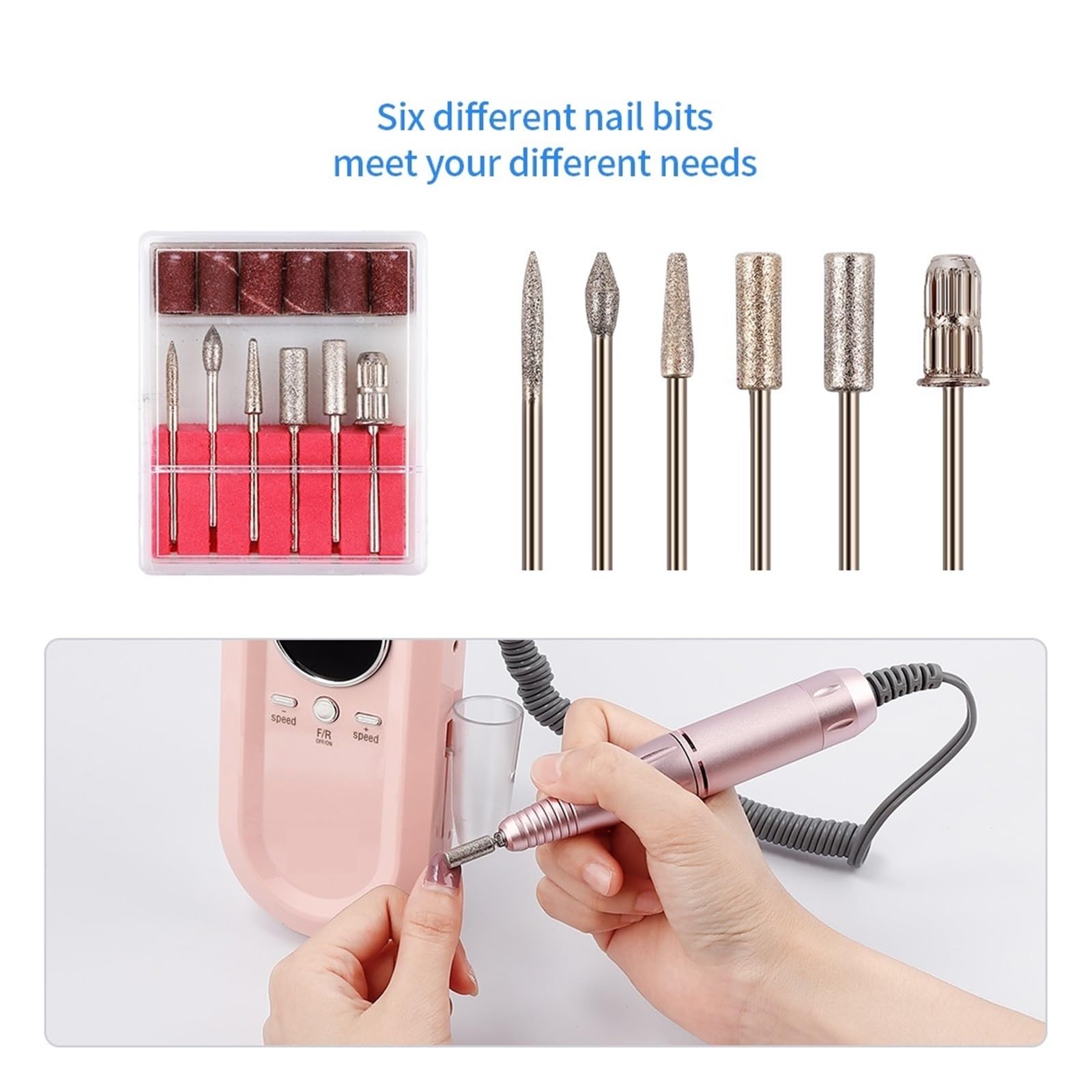 Torno para Uñas, Taladro de uñas eléctrico portátil de 30000 RPM, juego de herramientas de manicura y pedicura, pulidor de uñas, quitaesmalte de uñas de Gel acrílico