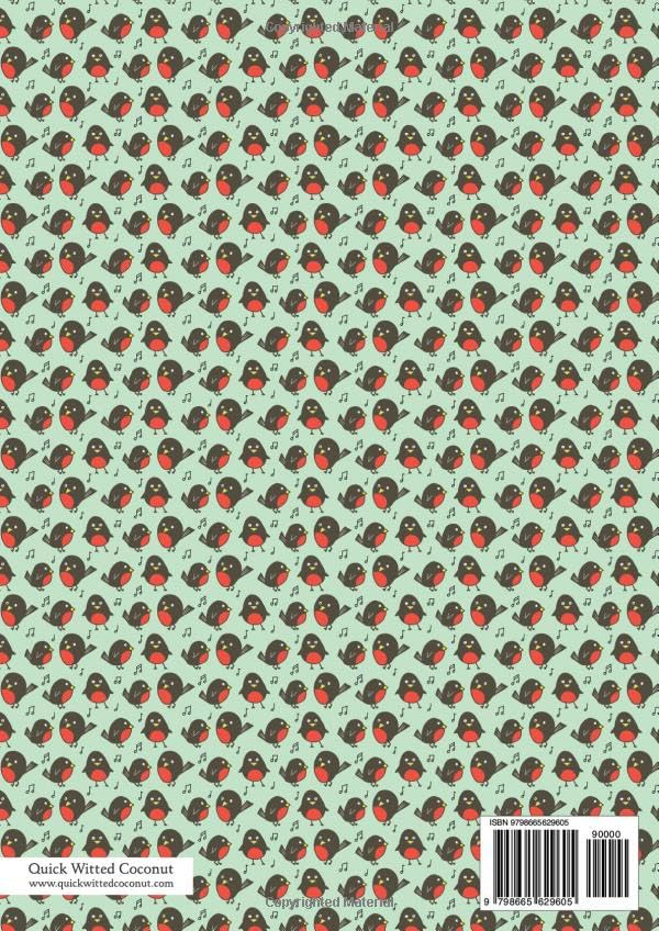 Robin Notebook - Lined Pages - A4 - Christmas: (Green Edition) Fun notebook 192 lined pages (A4 / 8.27x11.69 inches / 21x29.7cm) - Image 2