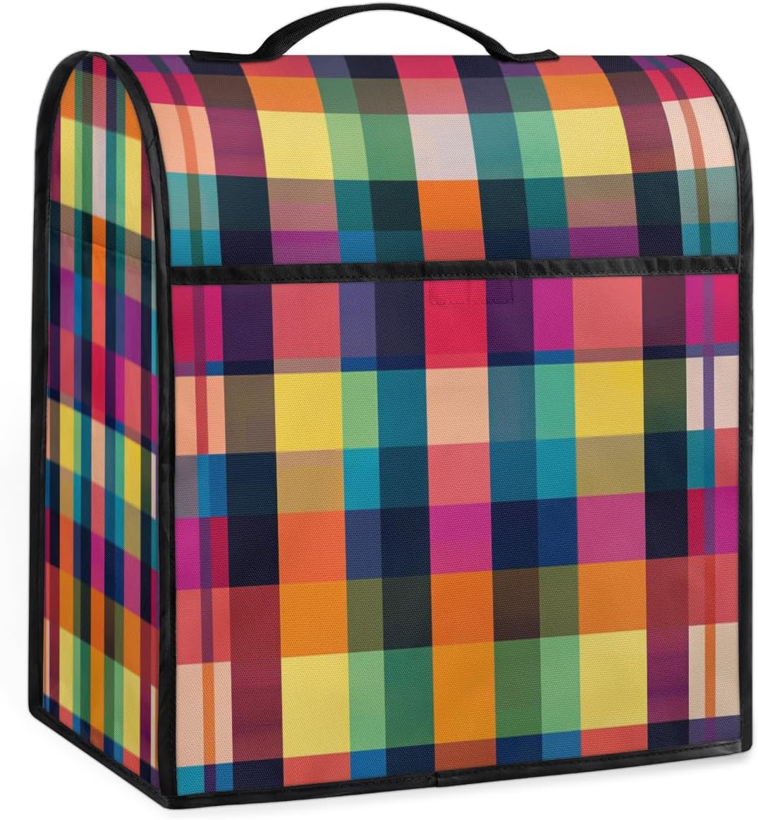 Colorful Plaid Stand Mixer Cover with Pocket