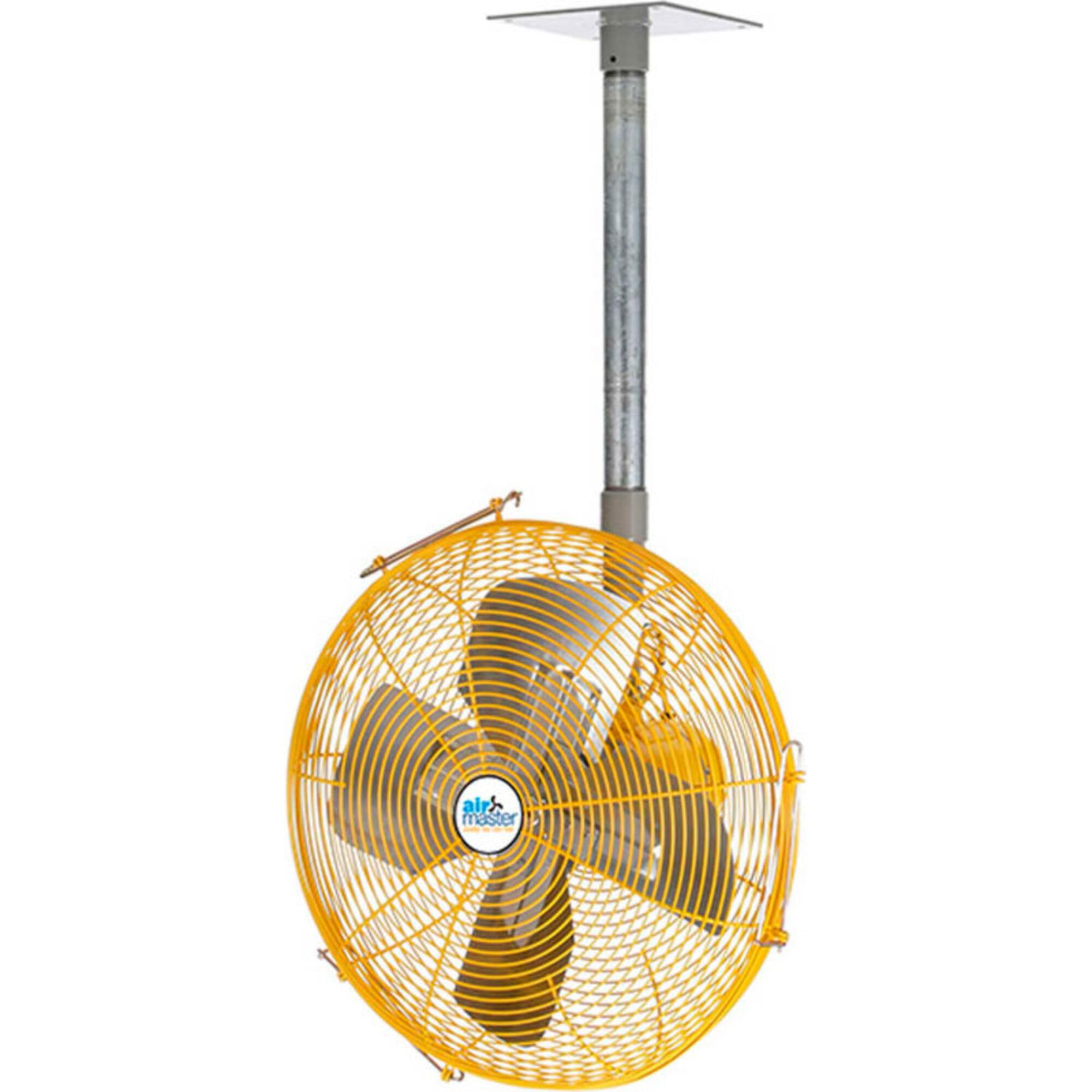 Fan 10739K 30" Ceiling/Bench Mount Yellow Safety Fan - Drop Cord Switch 1/3 HP 6915 CFM by Airmaster – 43.5"L x 33.44"W x 35"H, Alloy Steel, Yellow