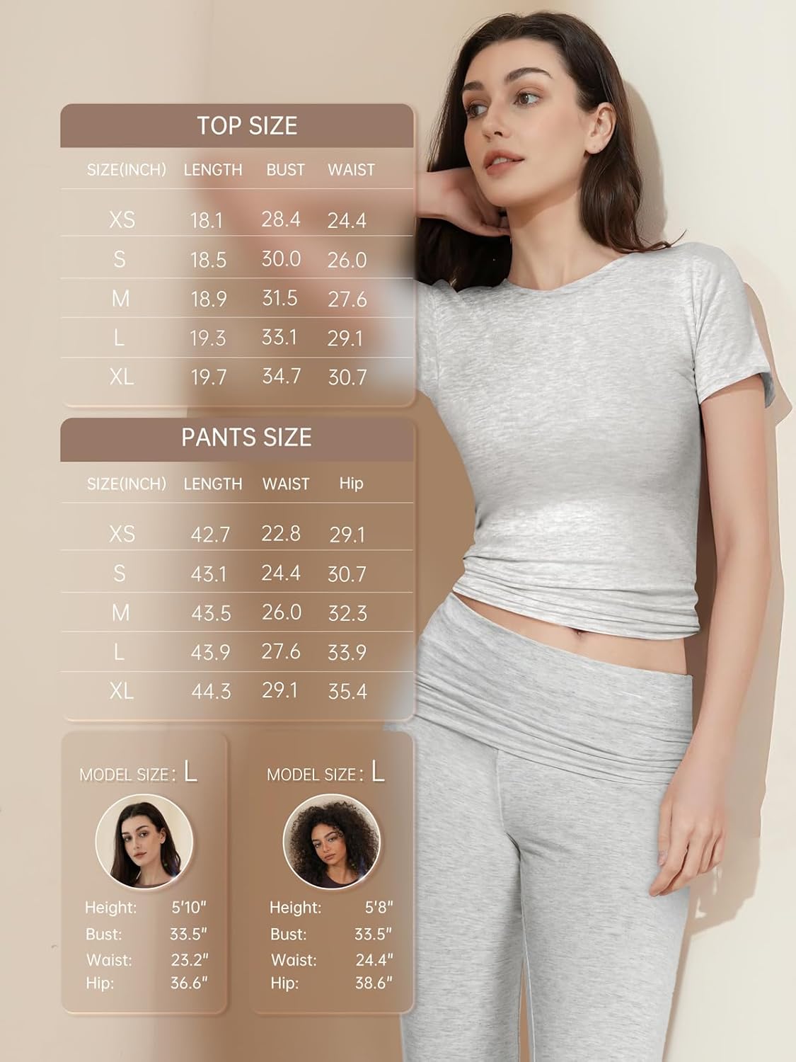 Motarto Women's 2 Piece Lounge Sets Short Sleeve Slim Fit Foldover Flare Pants Crop Top Casual Loungewear PJ - Image 7