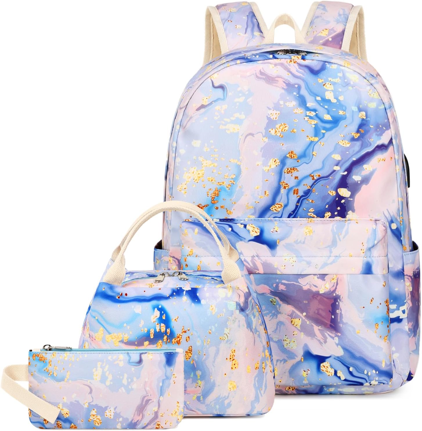 Teen Girls School Backpack Kids Bookbag Set with Lunch Box Pencil Case Travel Laptop Backpack Casual Daypacks, Large