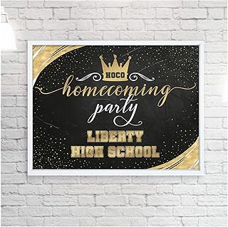 Homecoming 2020 Party Banner Back To School Banner Sizes 24x18, 36x24, 48x24 and 48x36 School Homecoming Party Poster Homecoming Dance Party High School Party Black and Gold Theme