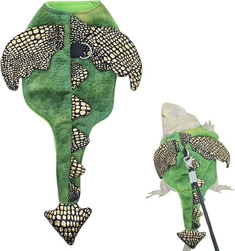 Bearded Dragon Harness Leash Set, Lizard Dragon Costume Adjustable Lizard Dinosaur Leash Harness for Bearded Dragon Reptiles