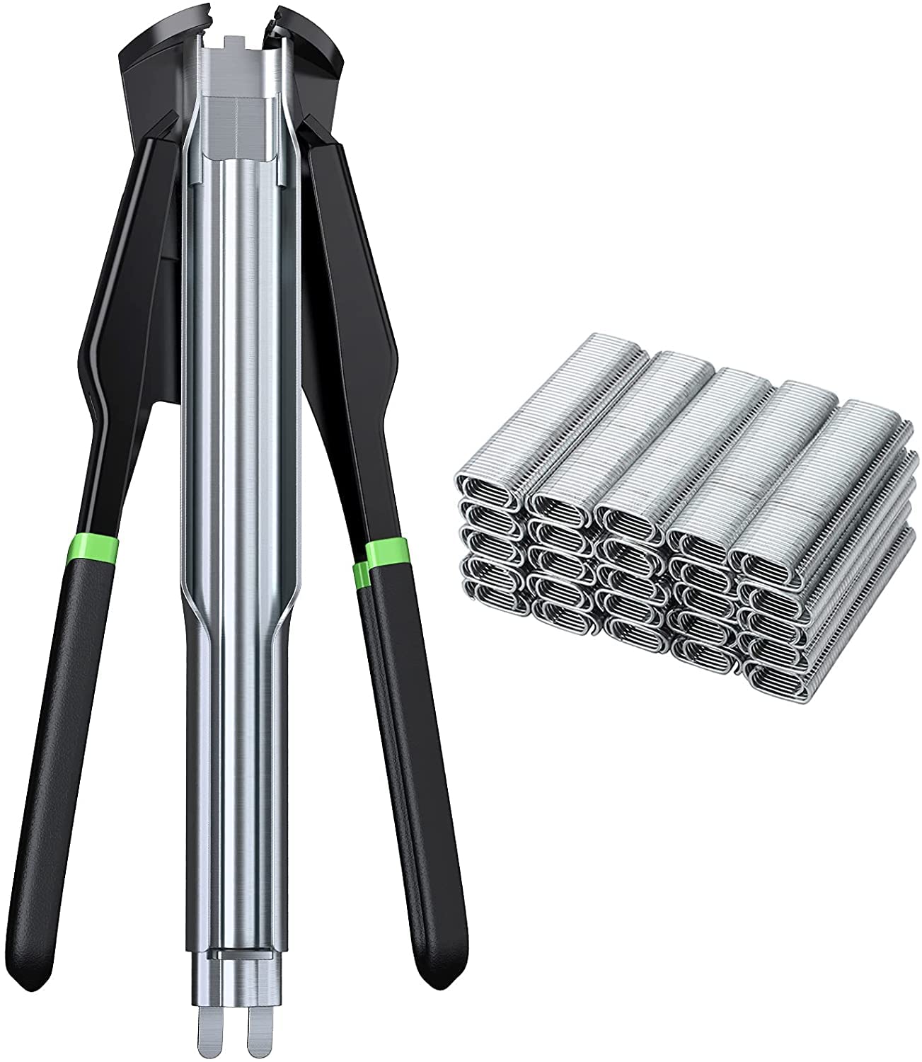 Proster Hog Ring Pliers with Clips C-Type Automatic Fencing Plier 2500 PCS Galvanised Fence Hog Rings for Pet Cages DIY Project Car Cushions Mattresses