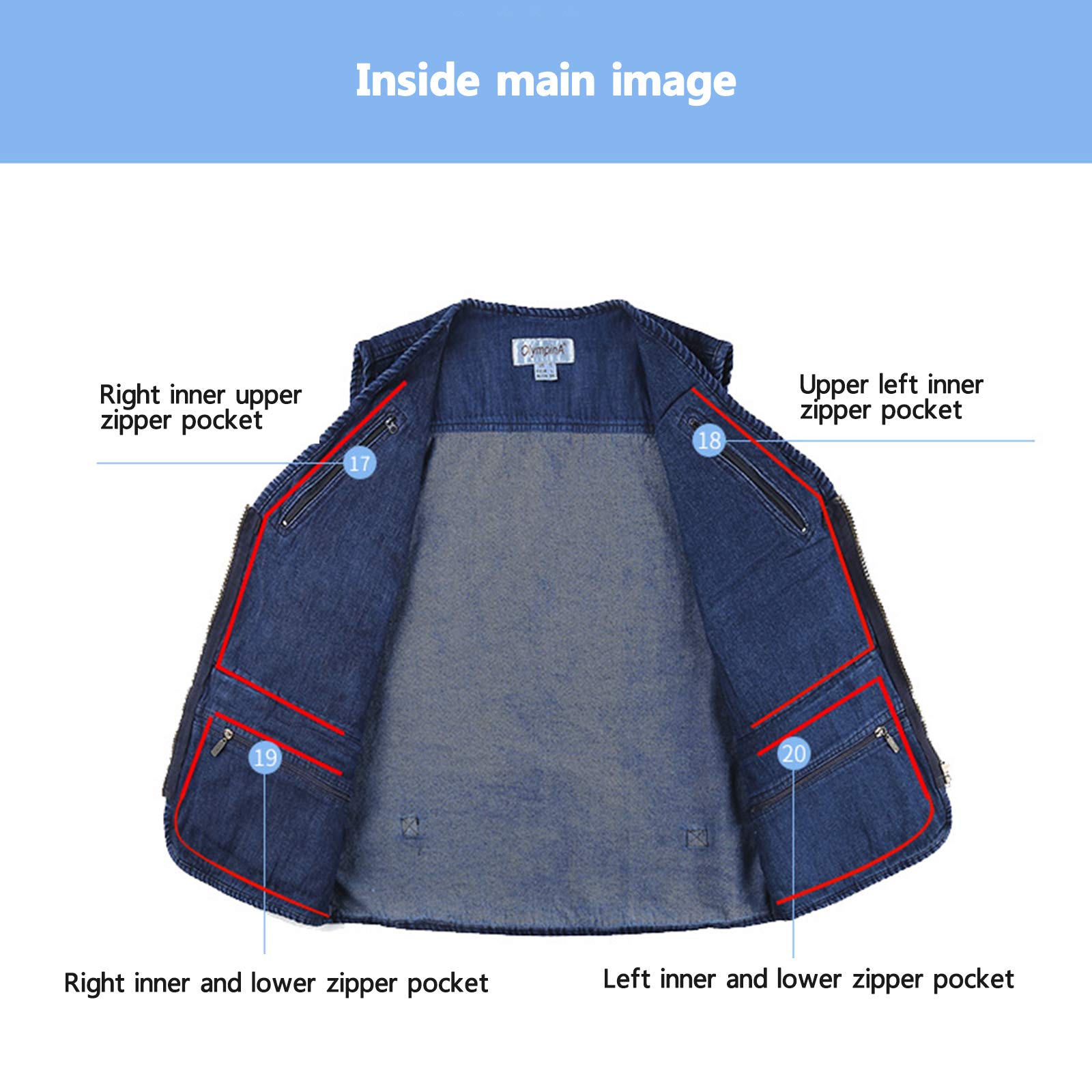 Herren Fotografie Gilet, Angelweste Denim, Multi Pocket Weste Multi Pocket Weste Outdoor Angeln Oberbekleidung äRmellose Reisefotografie,Stone,10XL