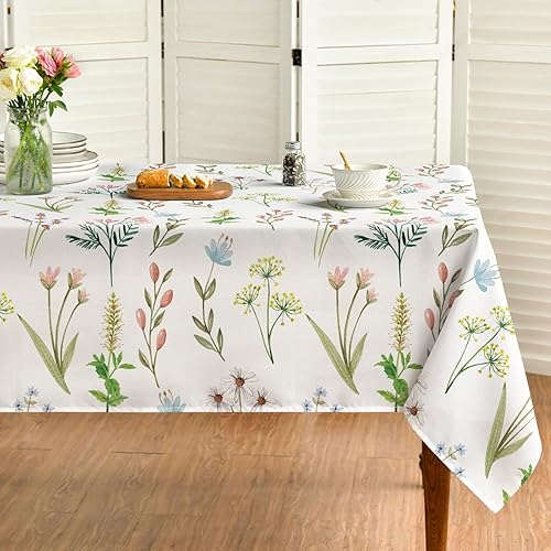 Horaldaily Mantel de primavera y verano de 60 x 84 pulgadas, diseño de flores silvestres y flores silvestres para decoración de fiestas, picnic y