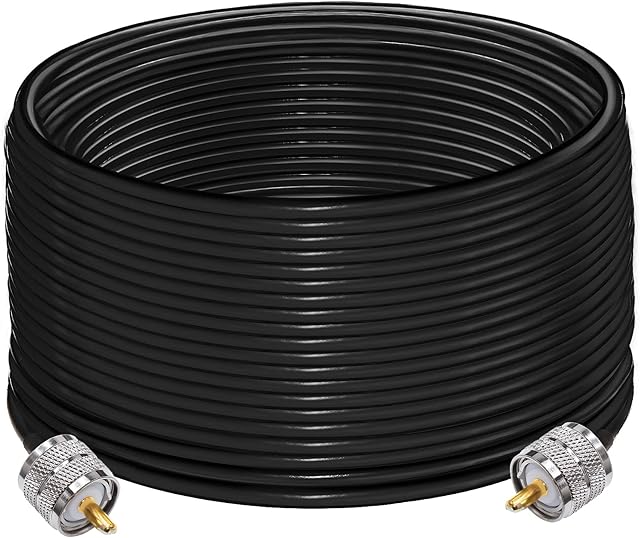 PL259 Cable RG58 CB Radio Cable PL259 Jumper 65.6ft (20M) SO239 UHF Male to Male Extension Cable Low Loss RF Black Coaxial Cable PL-259 Coax Cable for Two Way RadioWireless LAN Devices