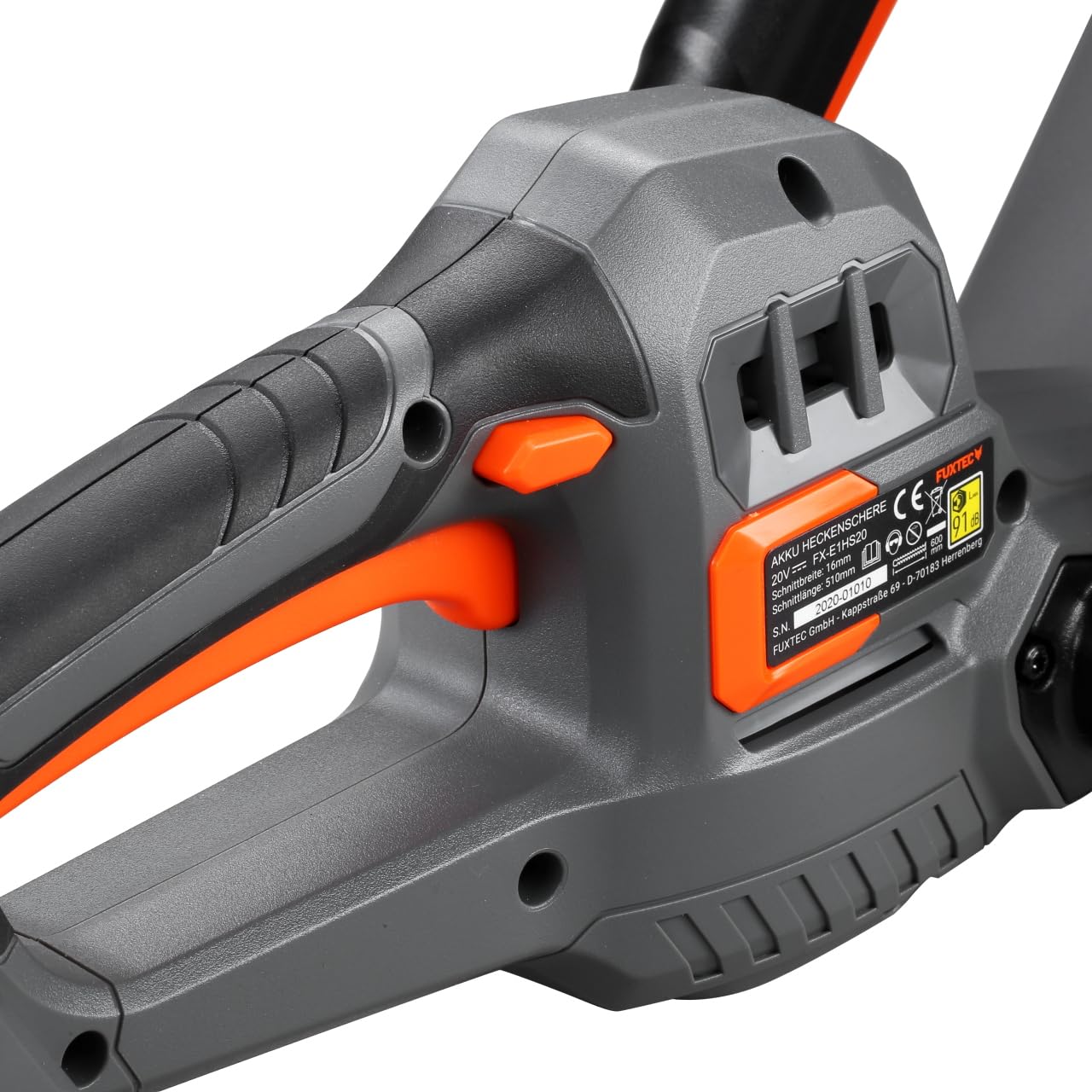 Taille-haie 20V avec Batterie FUXTEC FX-E1HS20 Taille-haie électrique avec Batterie Li-ION 2Ah et Chargeur 1A - Longueur de Coupe 52 cm
