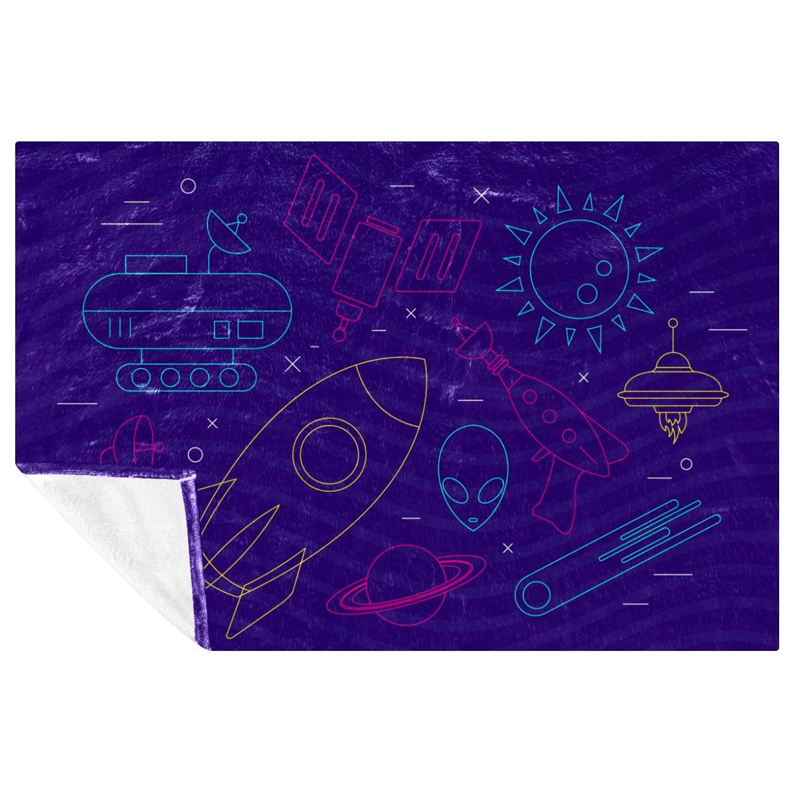 Couverture polaire espace 150x100 cm : un plaid chaud et doux pour lit et canapé