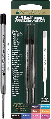 Vista 53 de Monteverde - Recambio para bolígrafo Parker de punta media, suave deslizamiento, 2 unidades Rojo