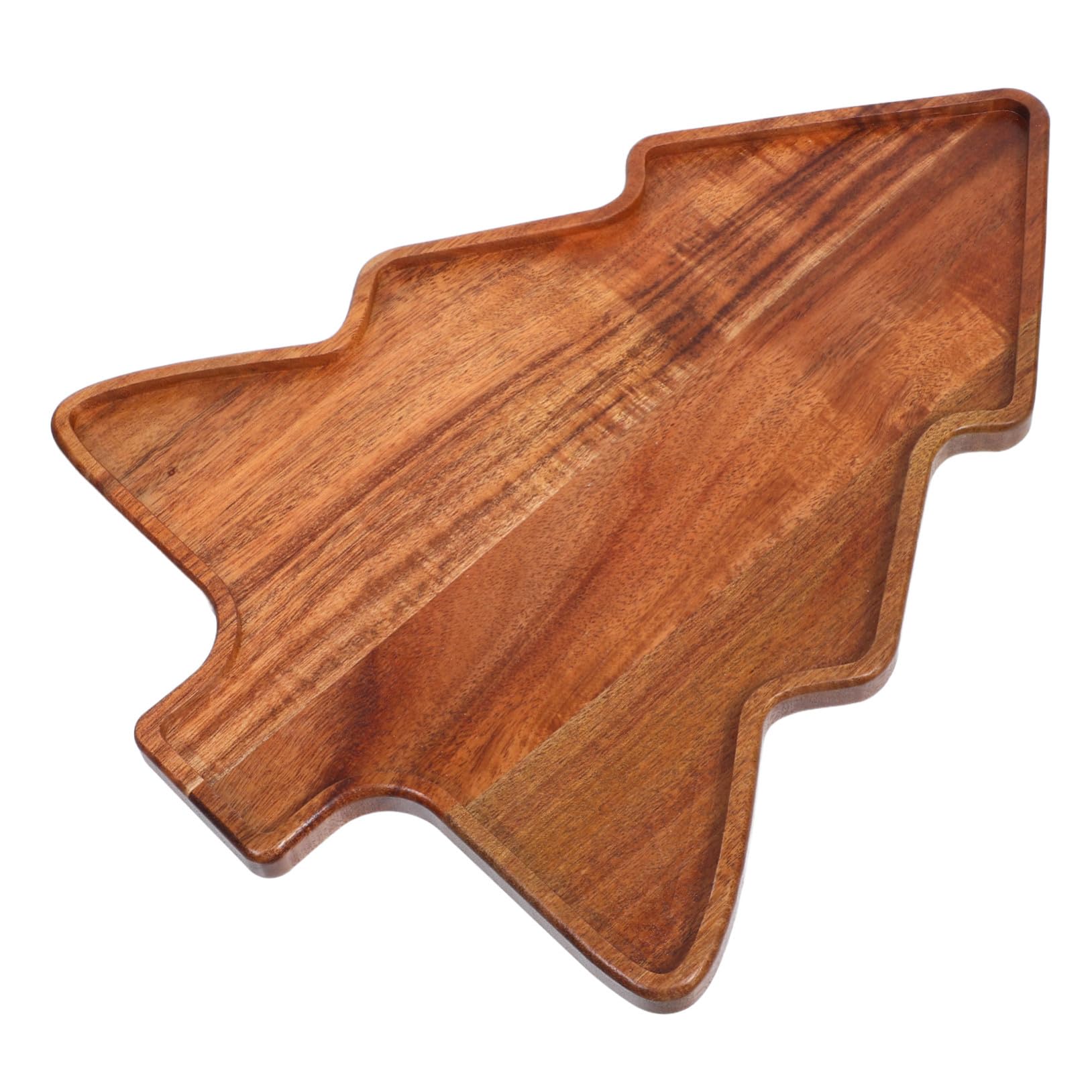 Bandeja de Servir de Acacia con Diseño de Árbol de Navidad Plato Multifunción para Aperitivos Postres y Dulces Resistente y Decorativa para Reuniones Festivas