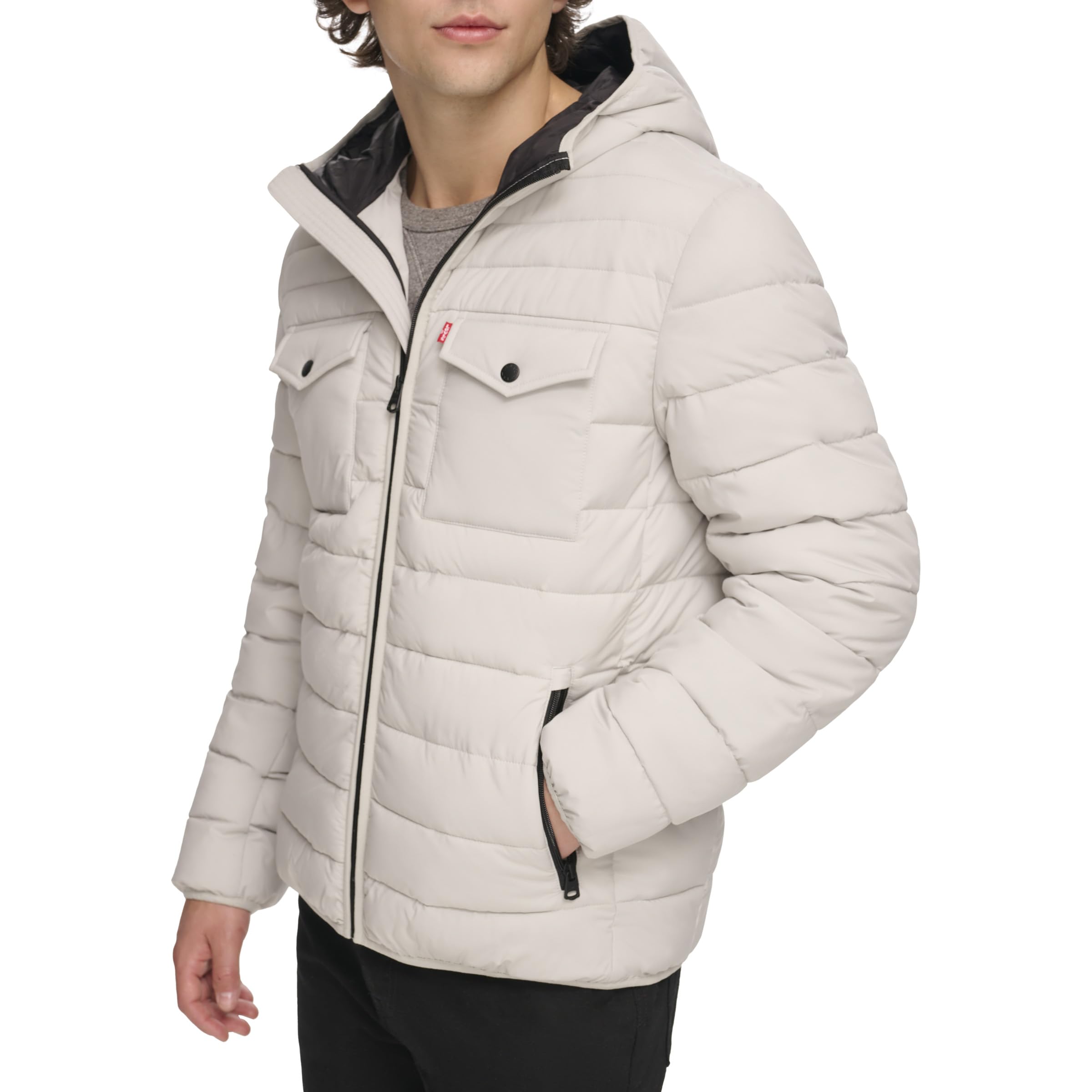 

                                                    Levi's Men's 2-Pocket Stretch Quilted Puffer, Ice,