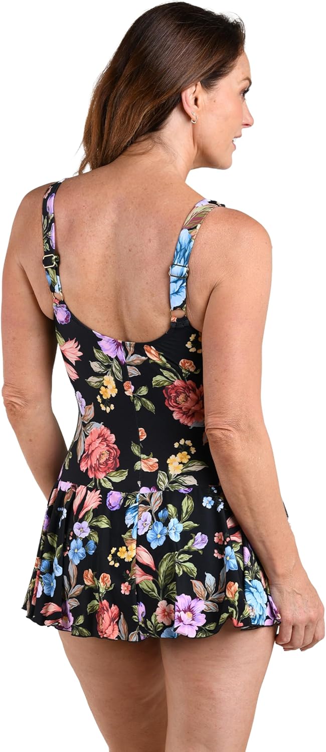 Maxine of Hollywood Womens Seam Front Swim Dress One Piece Swimsuit - Image 2