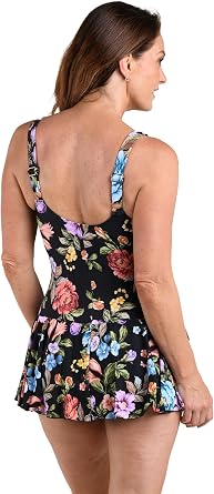 Maxine of Hollywood Womens Seam Front Swim Dress One Piece Swimsuit